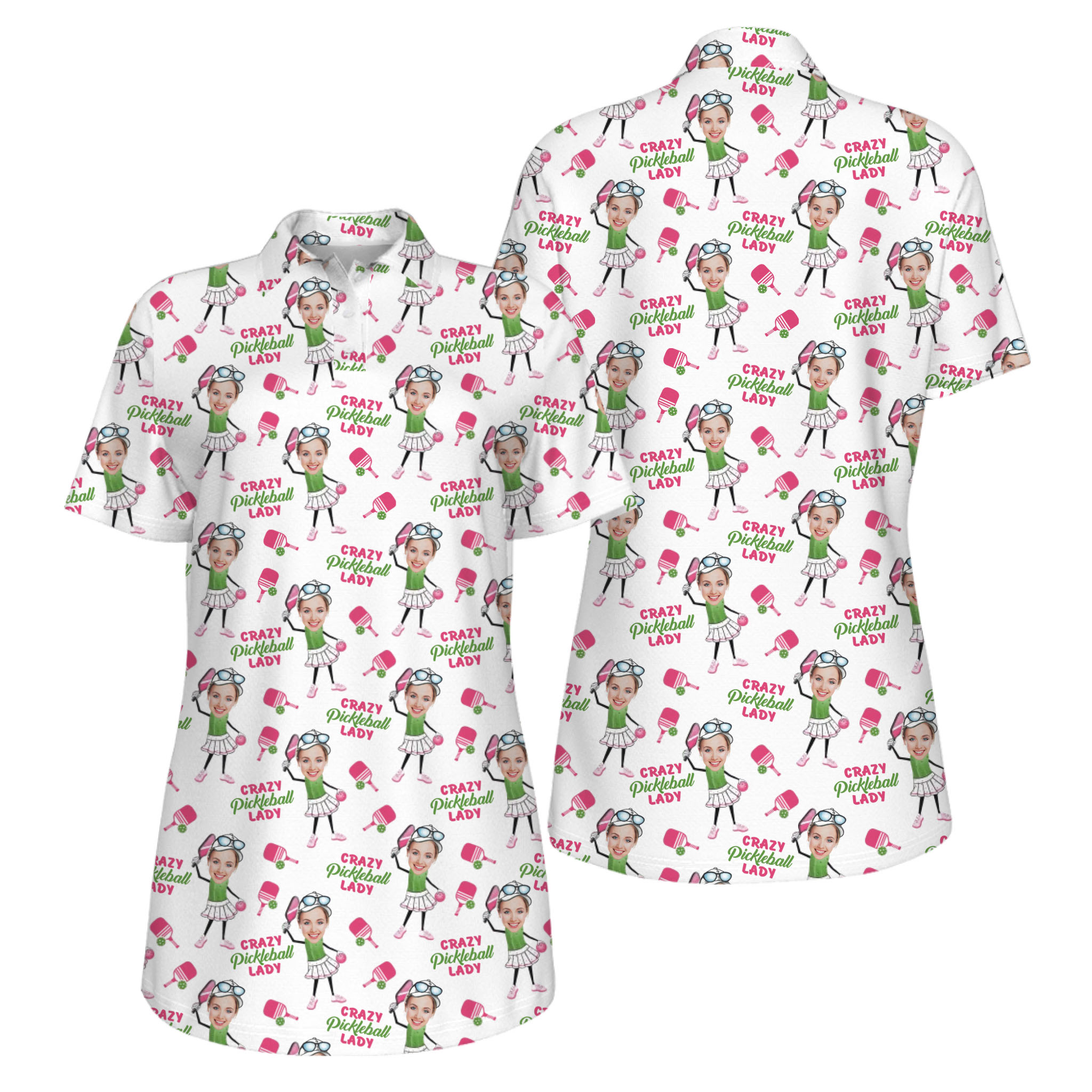 Picklewin Funny Custom Faces UV Protection Pickleball Mother Day Polo Shirt Women 
