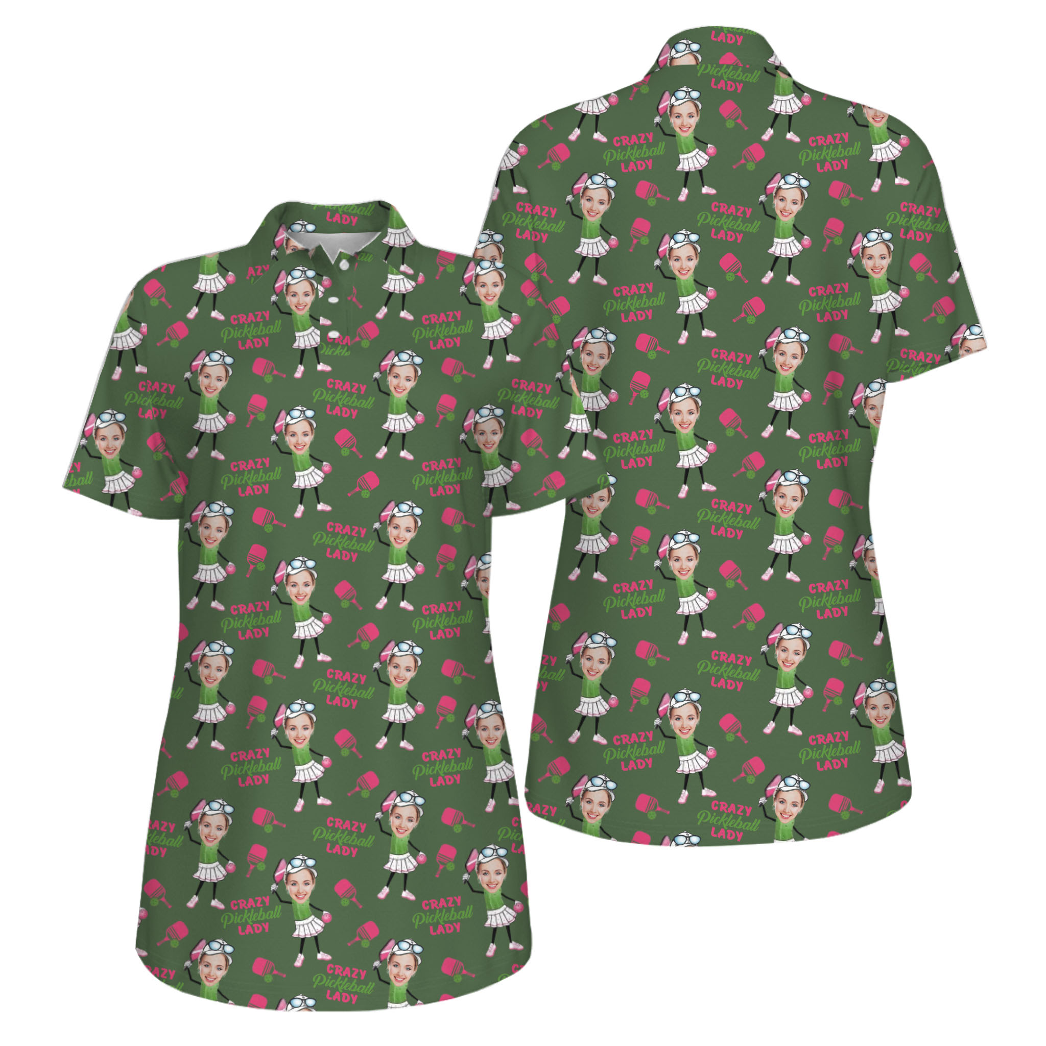  Picklewin Funny Custom Faces UV Protection Pickleball Mother Day Polo Shirt Women 