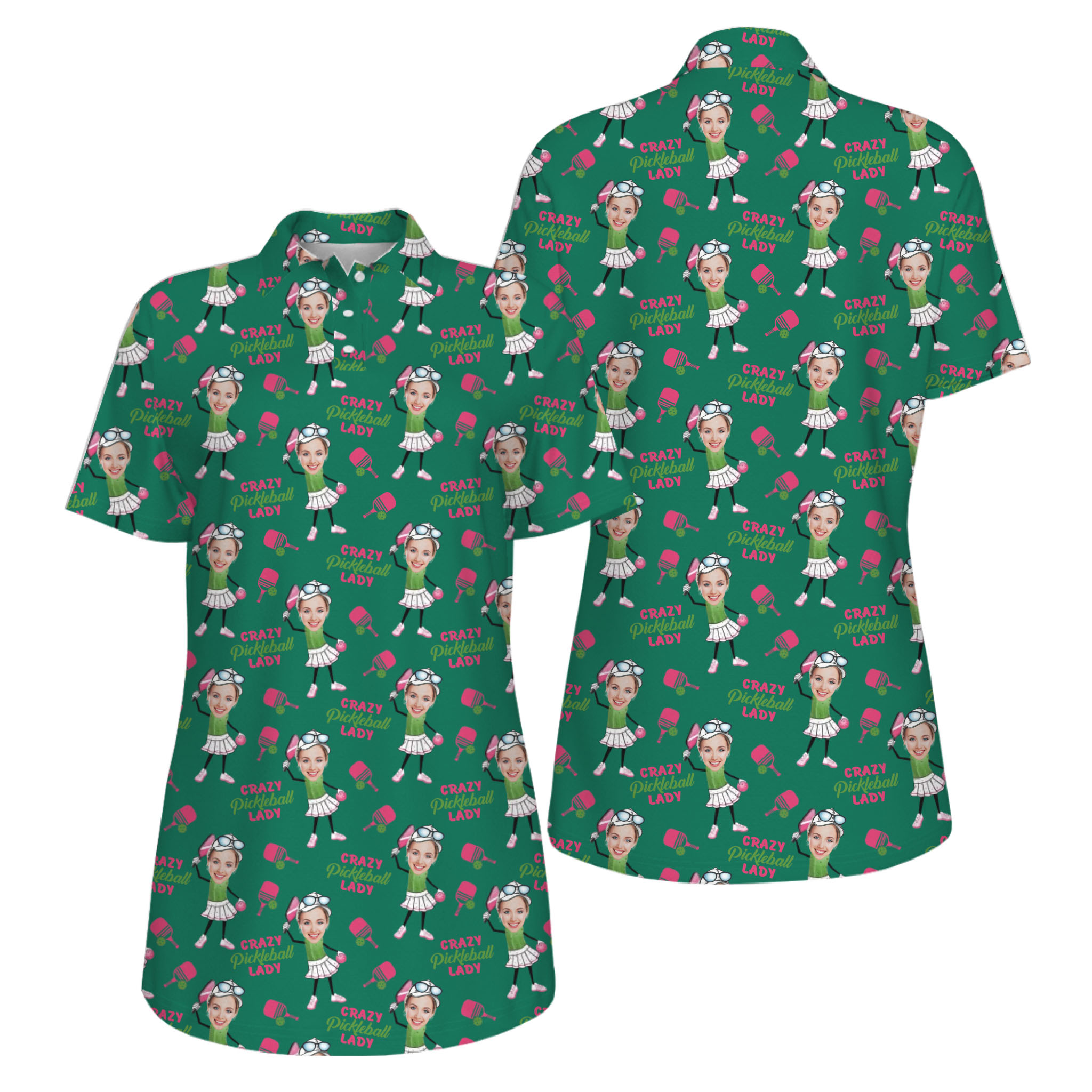 Picklewin Funny Custom Faces UV Protection Pickleball Mother Day Polo Shirt Women 