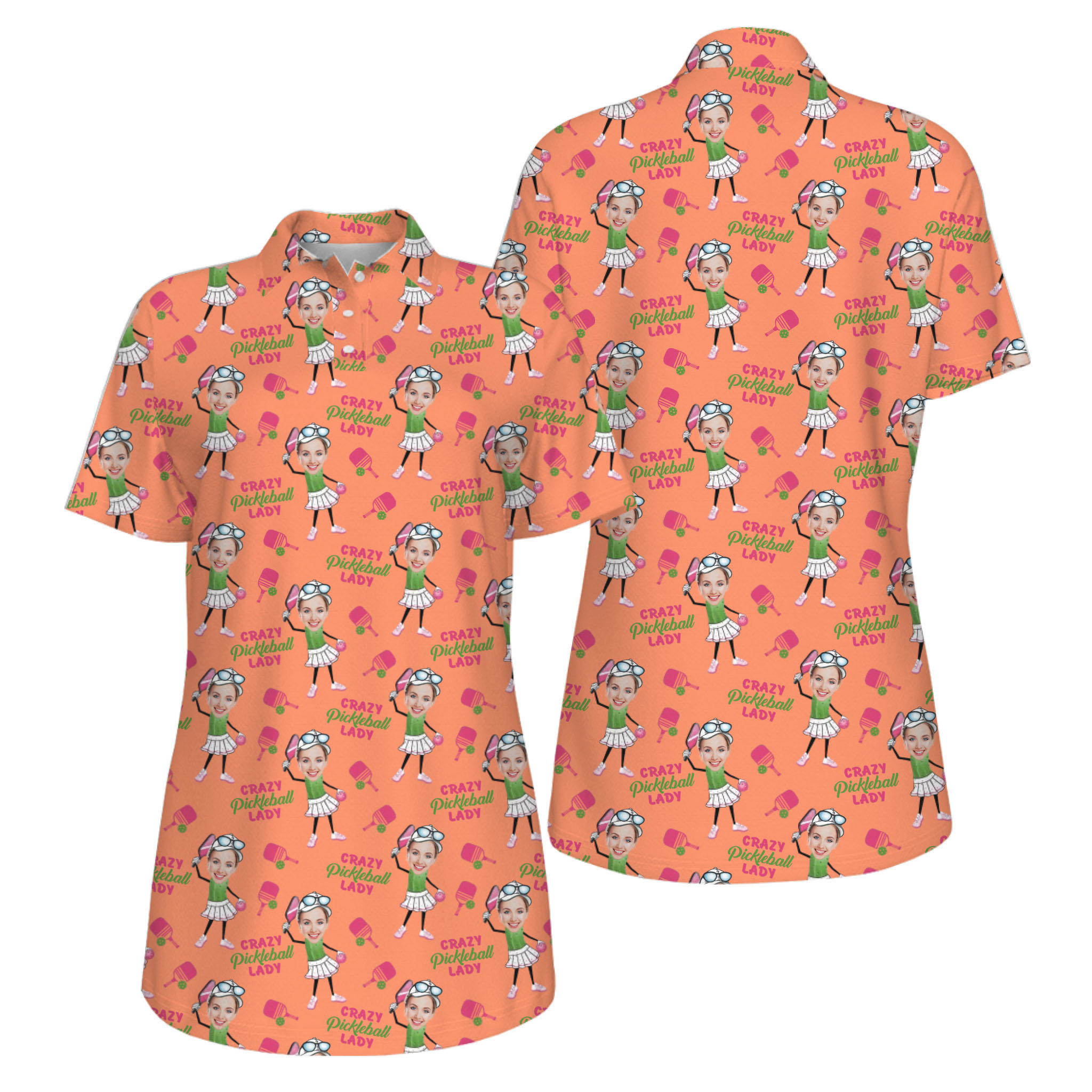  Picklewin Funny Custom Faces UV Protection Pickleball Mother Day Polo Shirt Women 