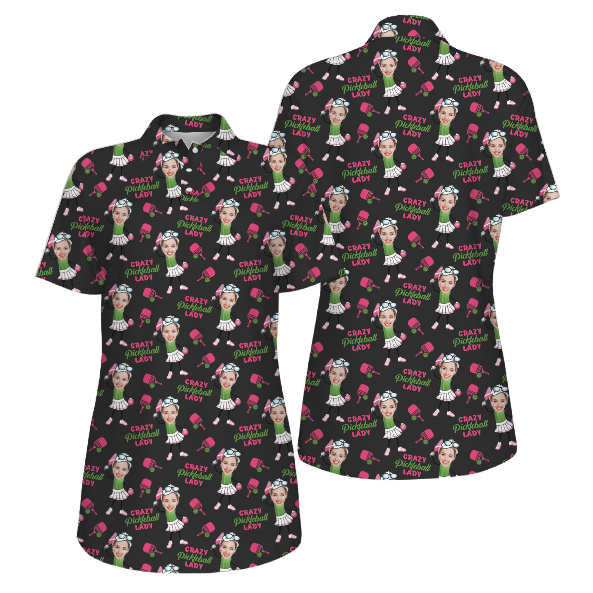  Picklewin Funny Custom Faces UV Protection Pickleball Mother Day Polo Shirt Women  - alternate