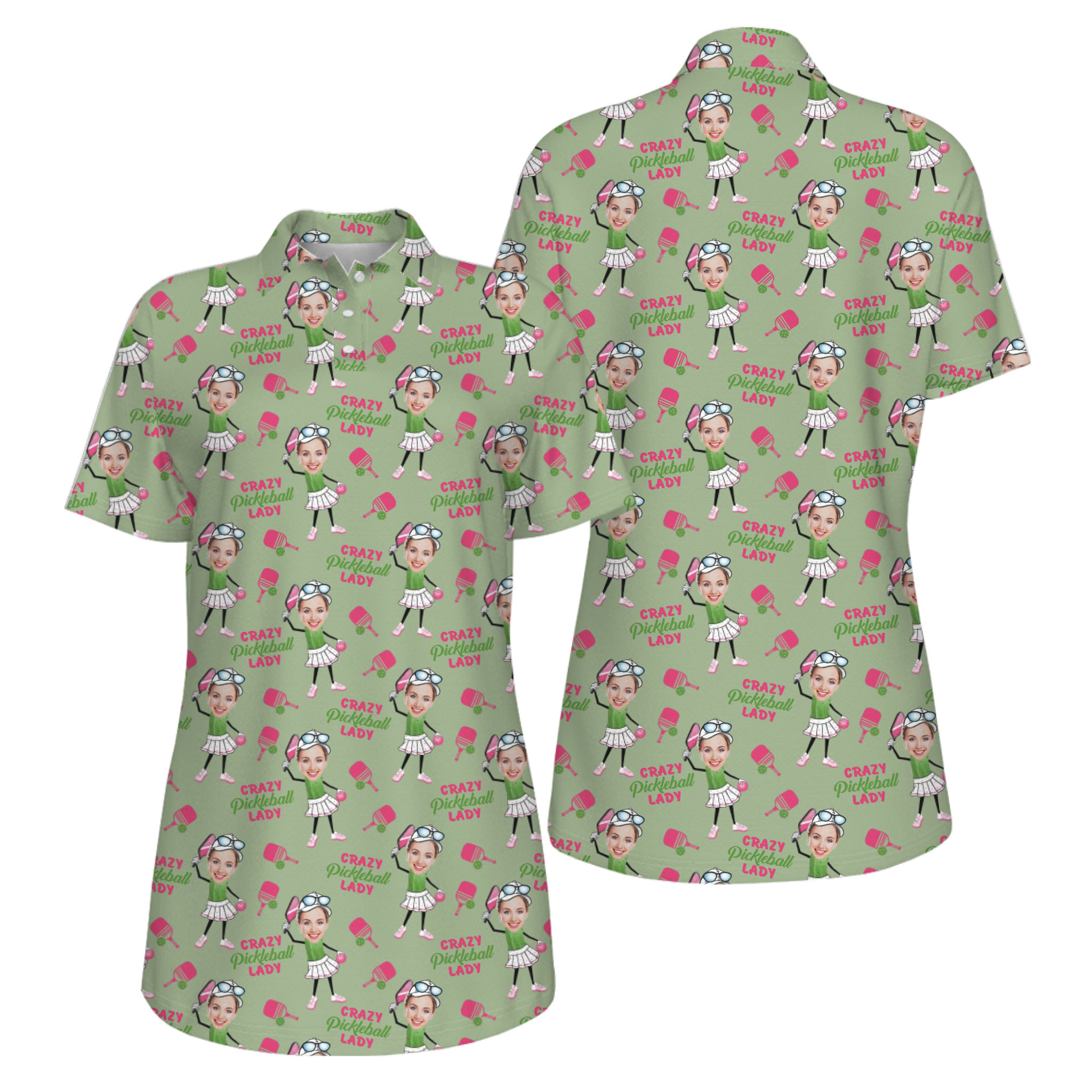  Picklewin Funny Custom Faces UV Protection Pickleball Mother Day Polo Shirt Women 