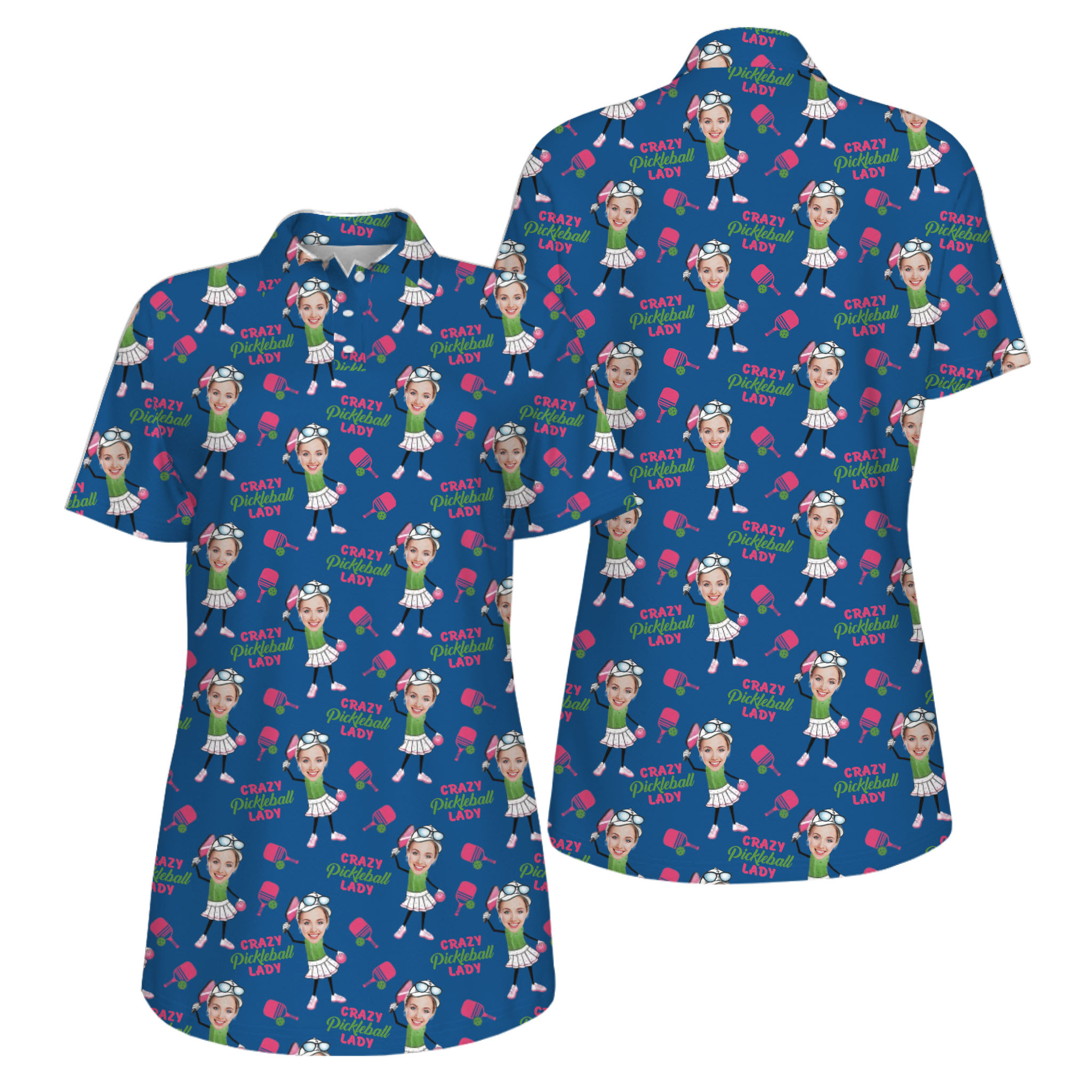  Picklewin Funny Custom Faces UV Protection Pickleball Mother Day Polo Shirt Women 