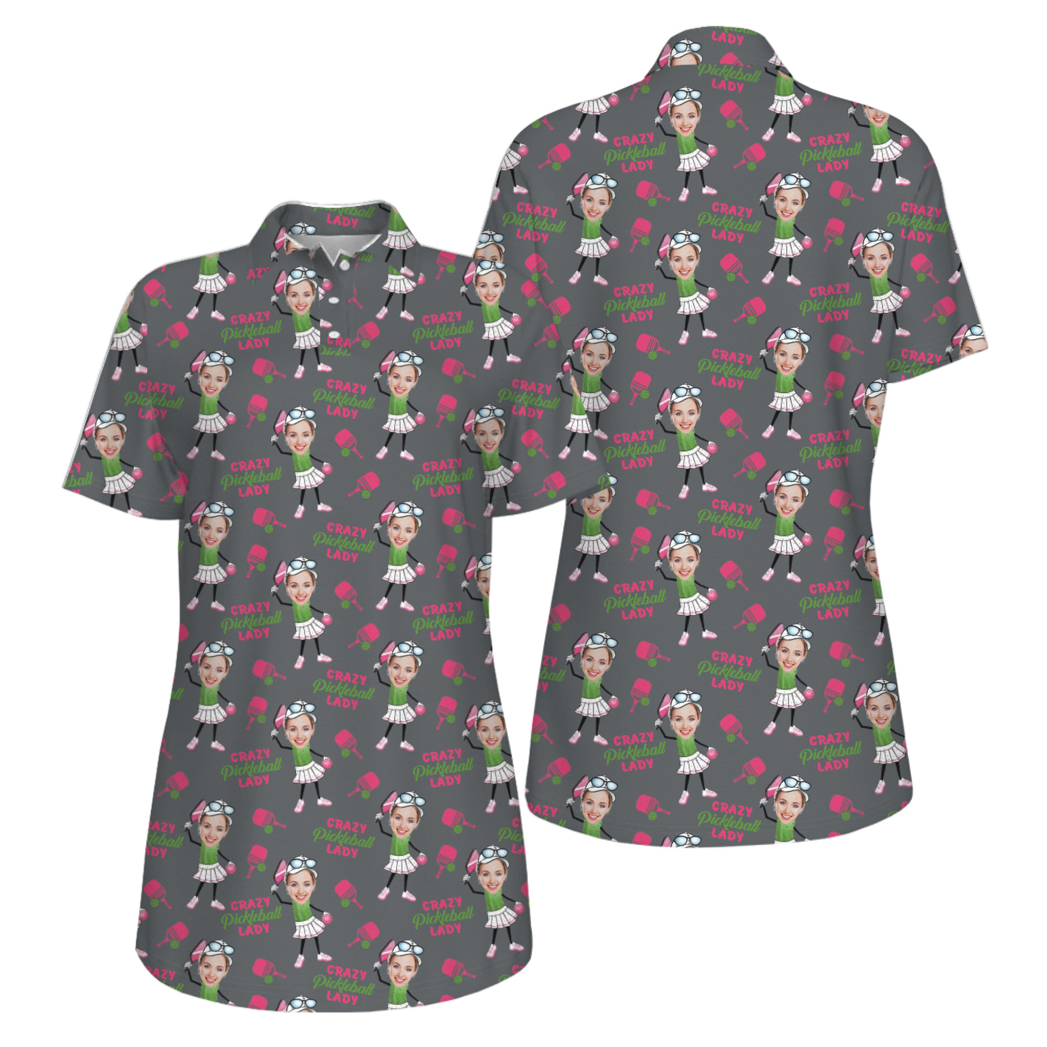  Picklewin Funny Custom Faces UV Protection Pickleball Mother Day Polo Shirt Women 
