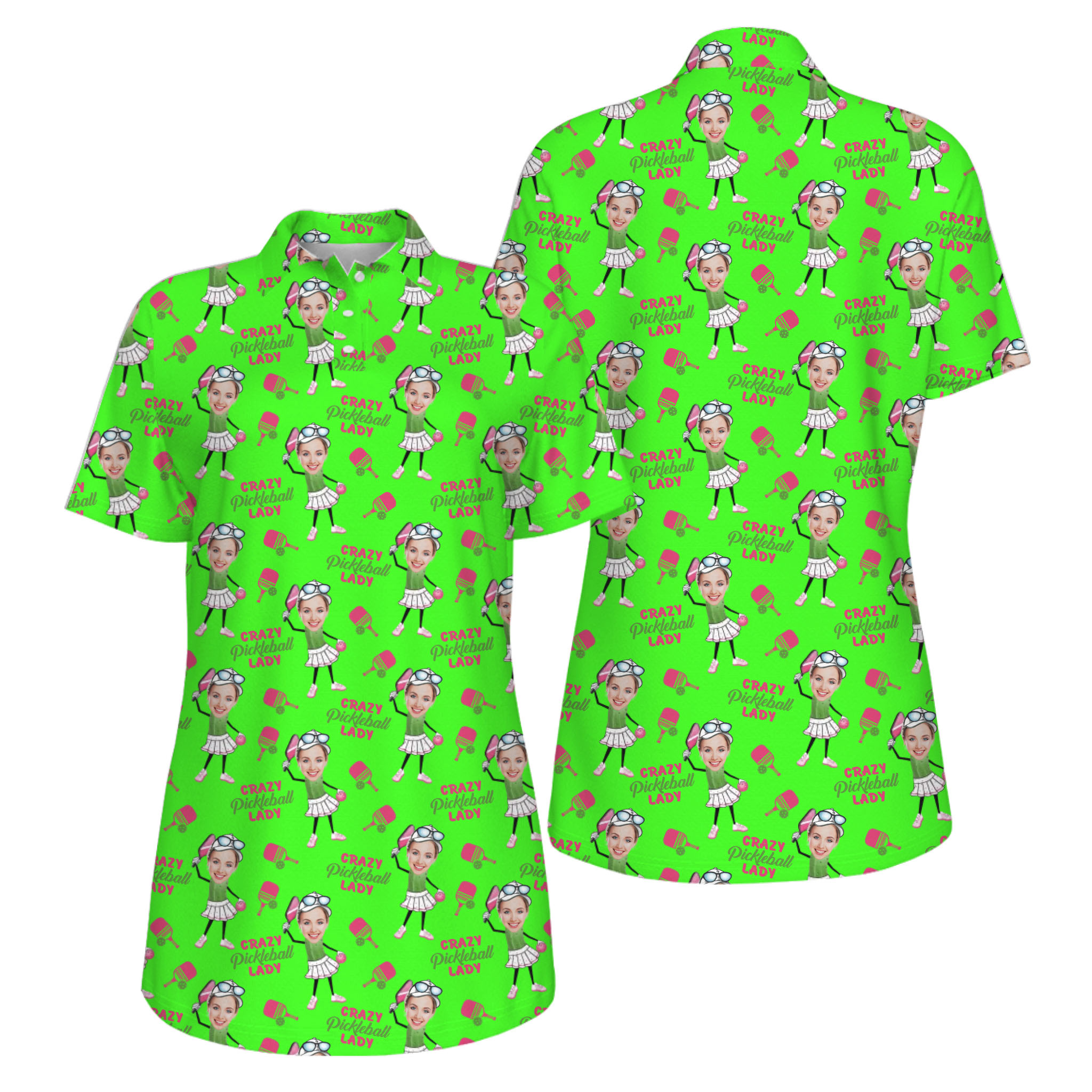  Picklewin Funny Custom Faces UV Protection Pickleball Mother Day Polo Shirt Women 