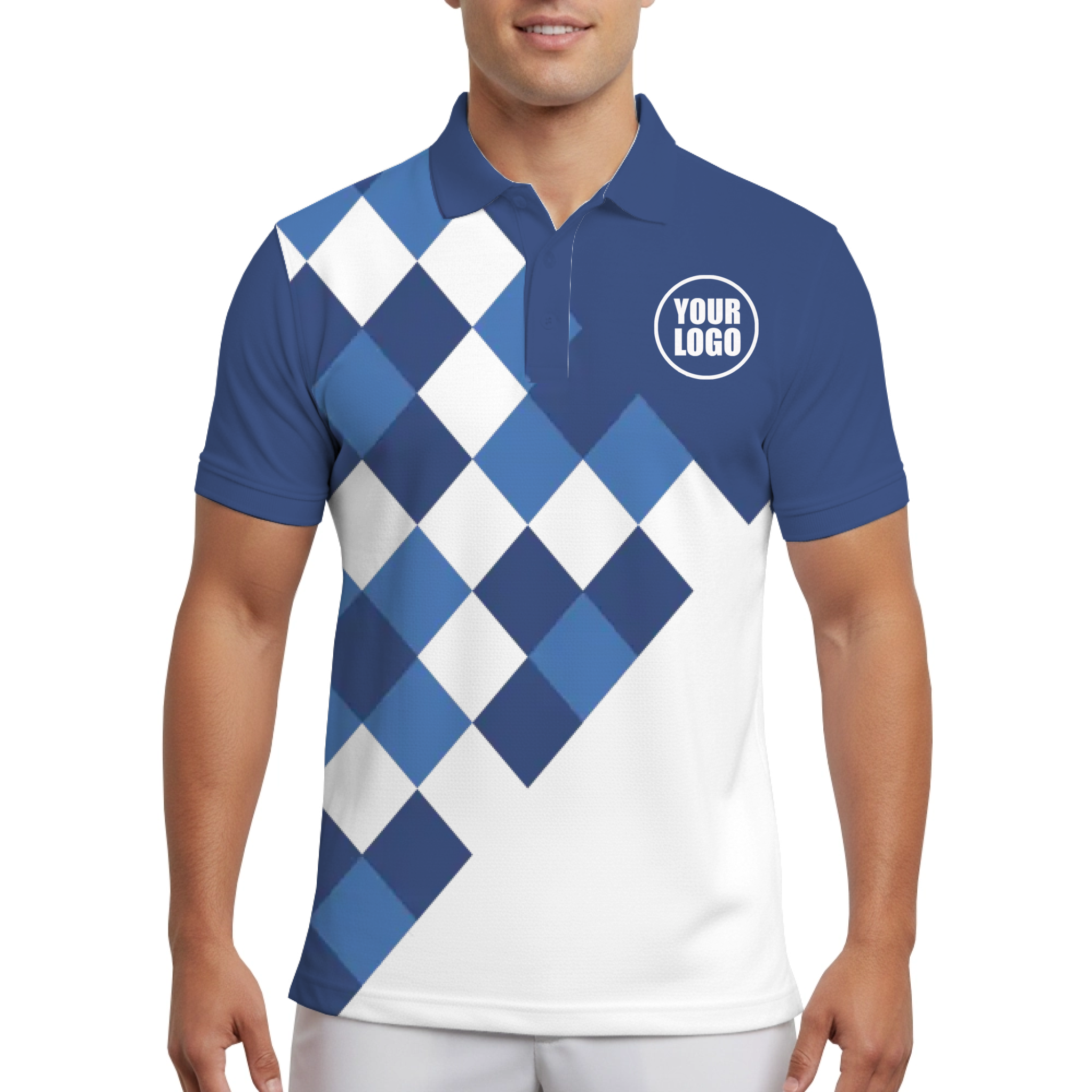 Picklewin Custom Pickleball Modern Diamond Graphic Men's UV Protection Polo Shirt