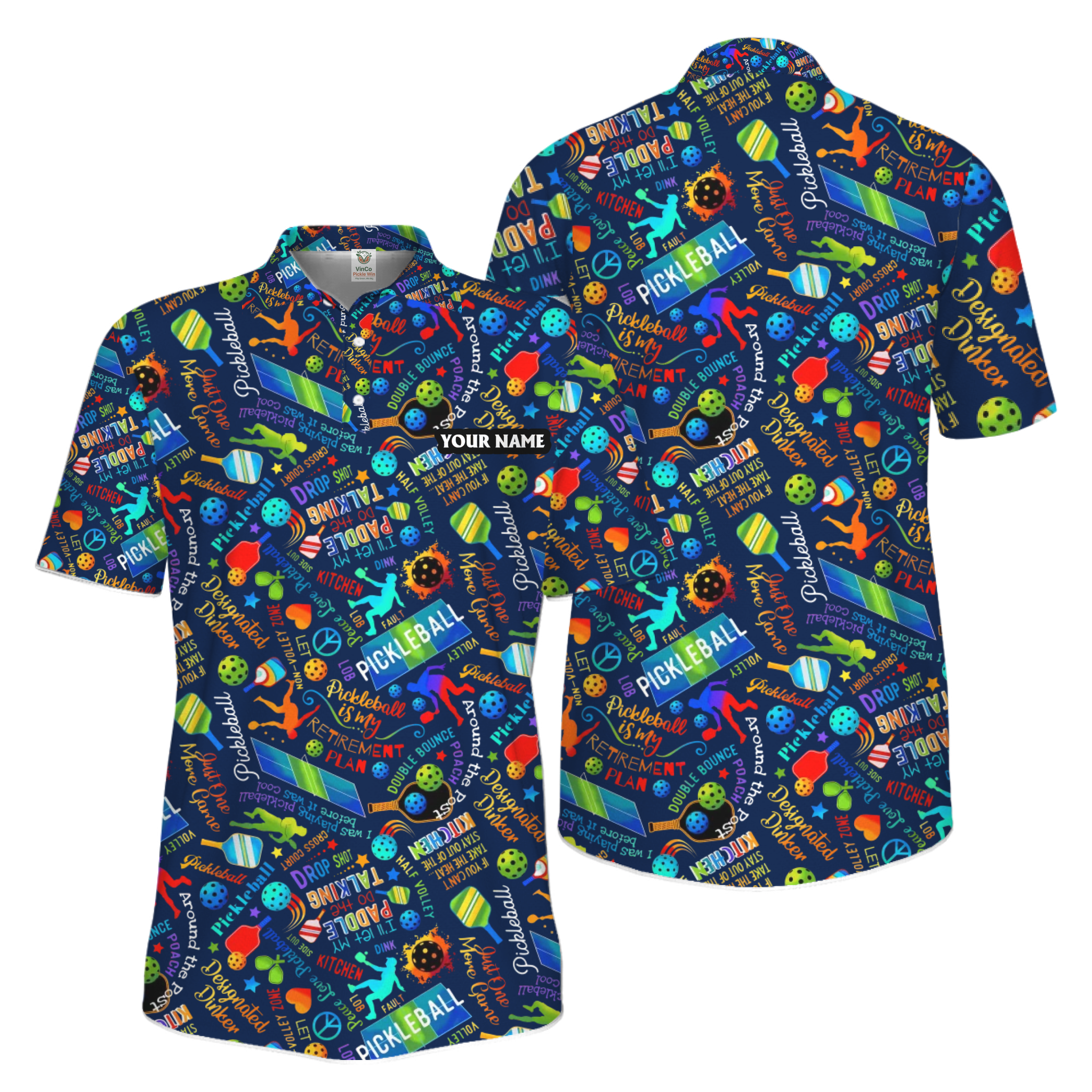 Picklewin Custom Pickleball Team Spirit Quick Dry Men Polo Shirt