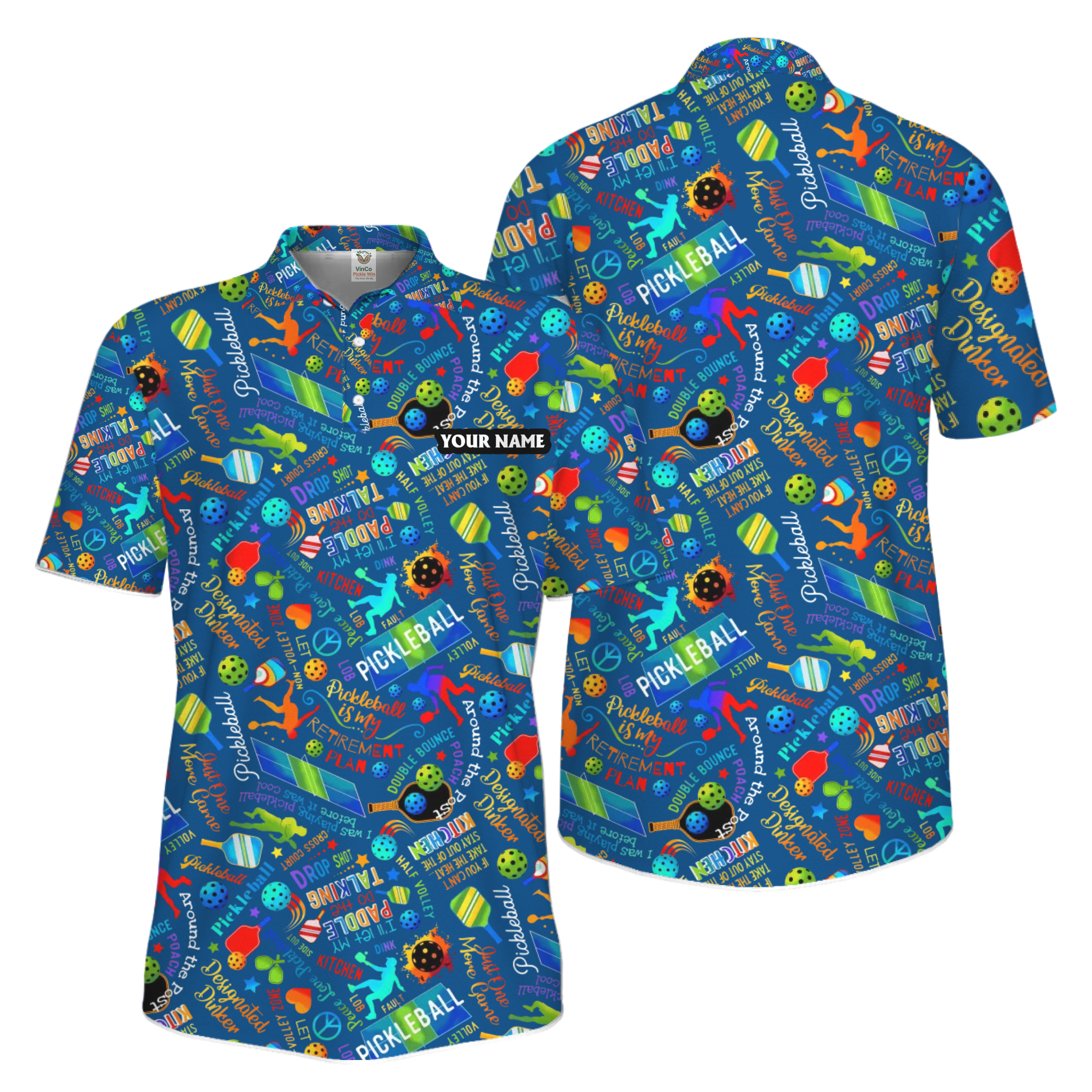 Picklewin Custom Pickleball Team Spirit Quick Dry Men Polo Shirt