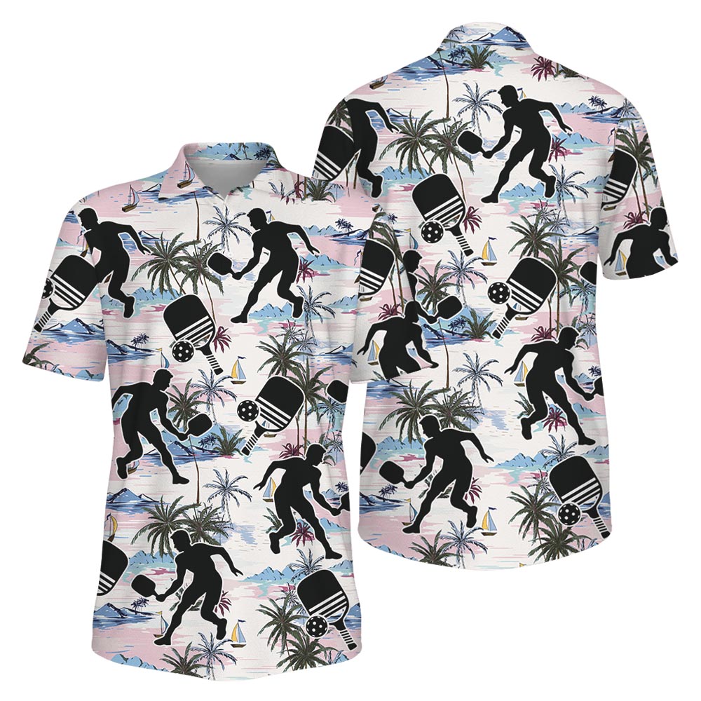 Picklewin Hawaiian Pickleball Tropical Vibes Performance Polo Shirt