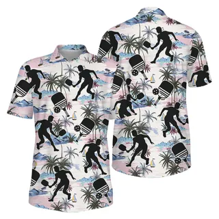 Picklewin Hawaiian Pickleball Tropical Vibes Performance Polo Shirt