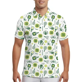 Custom Multi Logos Men's UV Protection Polo Shirt For Pickleball Club