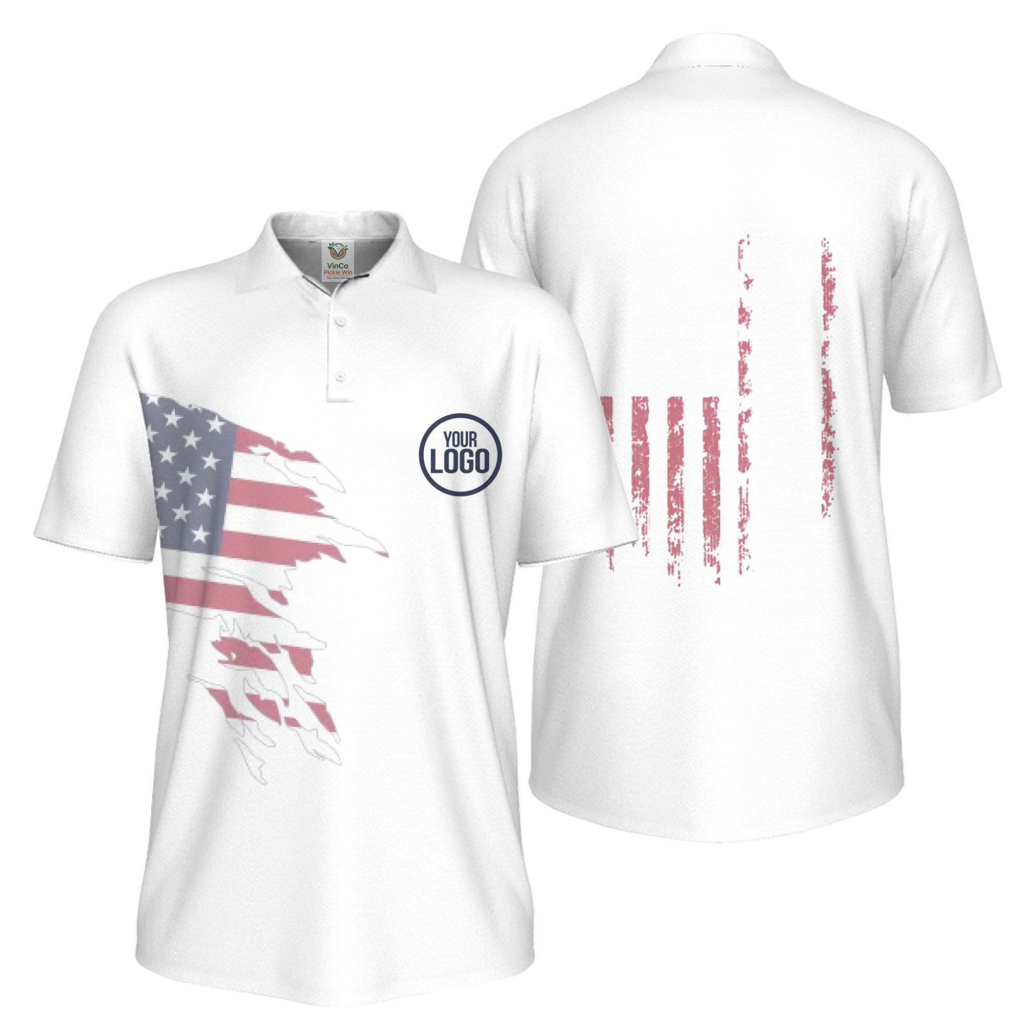 Picklewin 250 Years Of The USA Pickleball Logo Polo Shirt Men UV Protection  