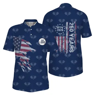Picklewin 250 Years Of The USA Pickleball Logo Polo Shirt Men UV Protection  