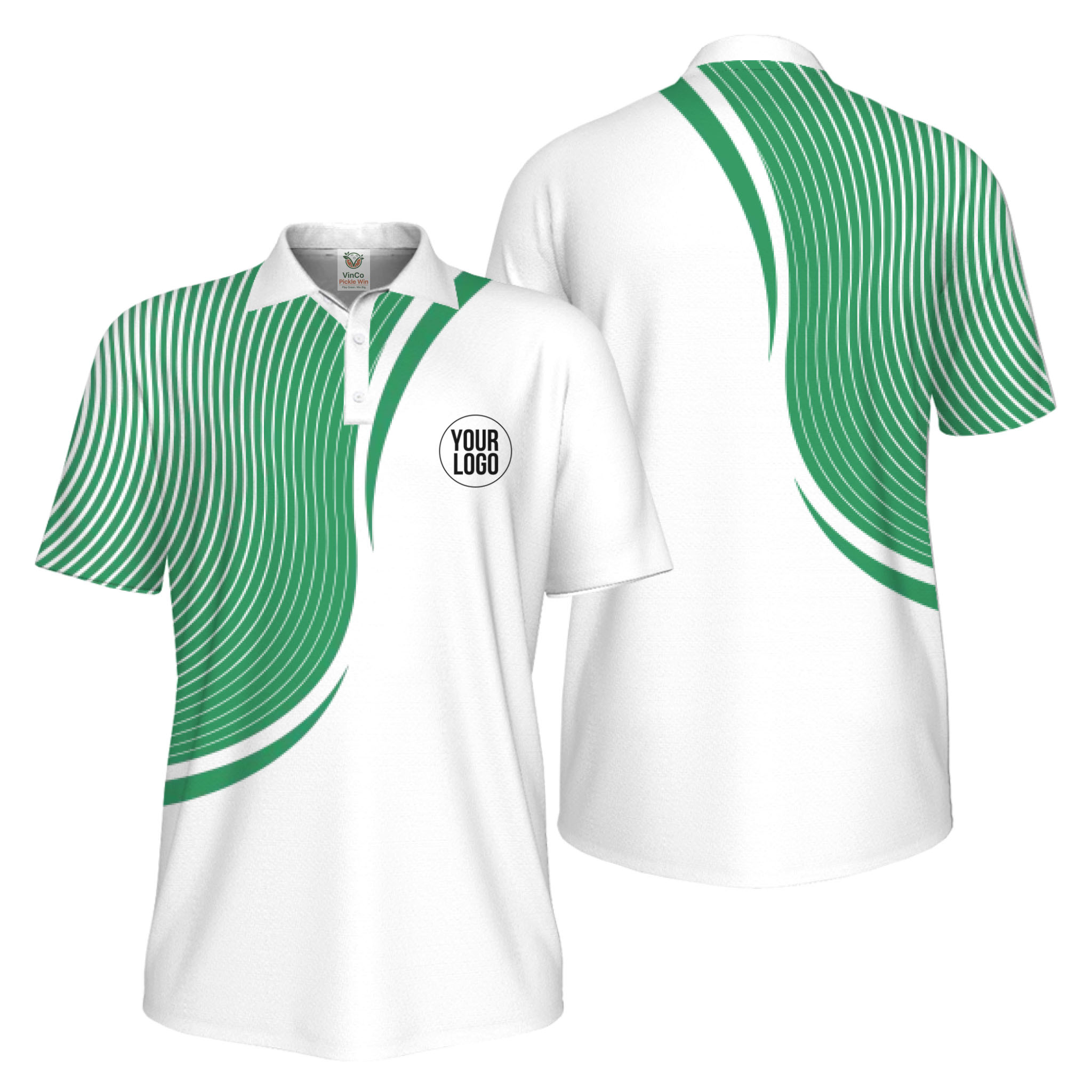 Picklewin Abstract Custom Logo Pickleball Polo Shirt For Men UV Protection