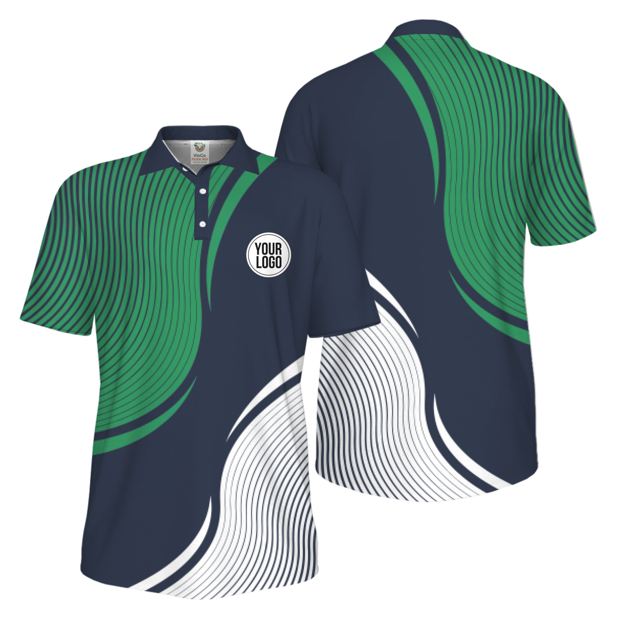Picklewin Abstract Custom Logo Pickleball Polo Shirt For Men UV Protection