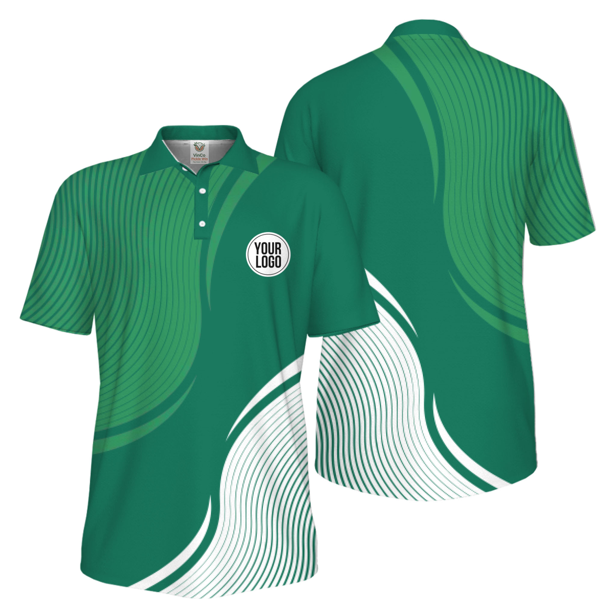 Picklewin Abstract Custom Logo Pickleball Polo Shirt For Men UV Protection
