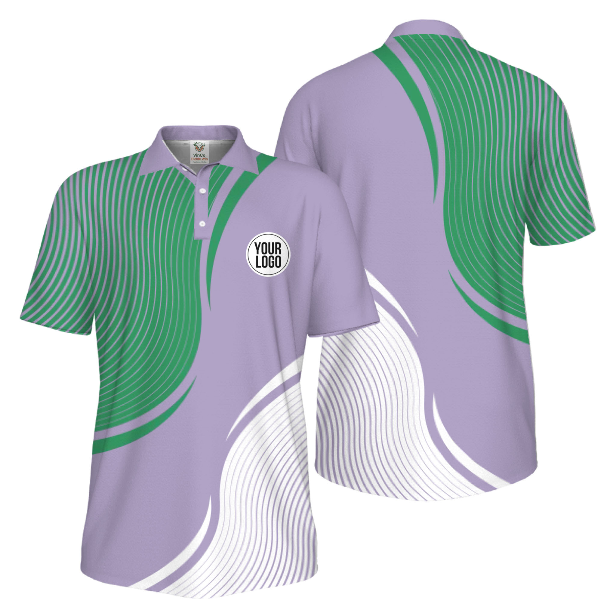Picklewin Abstract Custom Logo Pickleball Polo Shirt For Men UV Protection