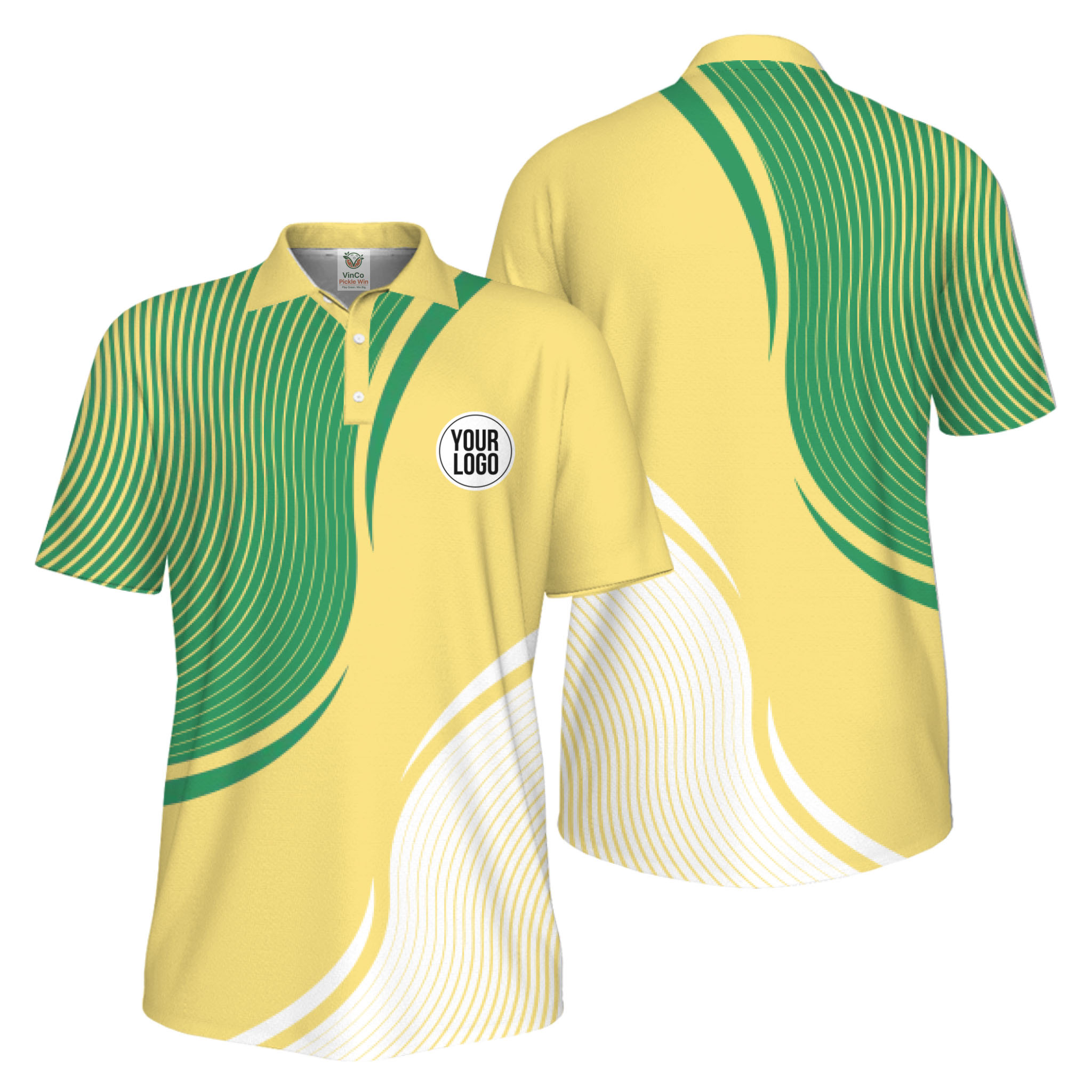 Picklewin Abstract Custom Logo Pickleball Polo Shirt For Men UV Protection