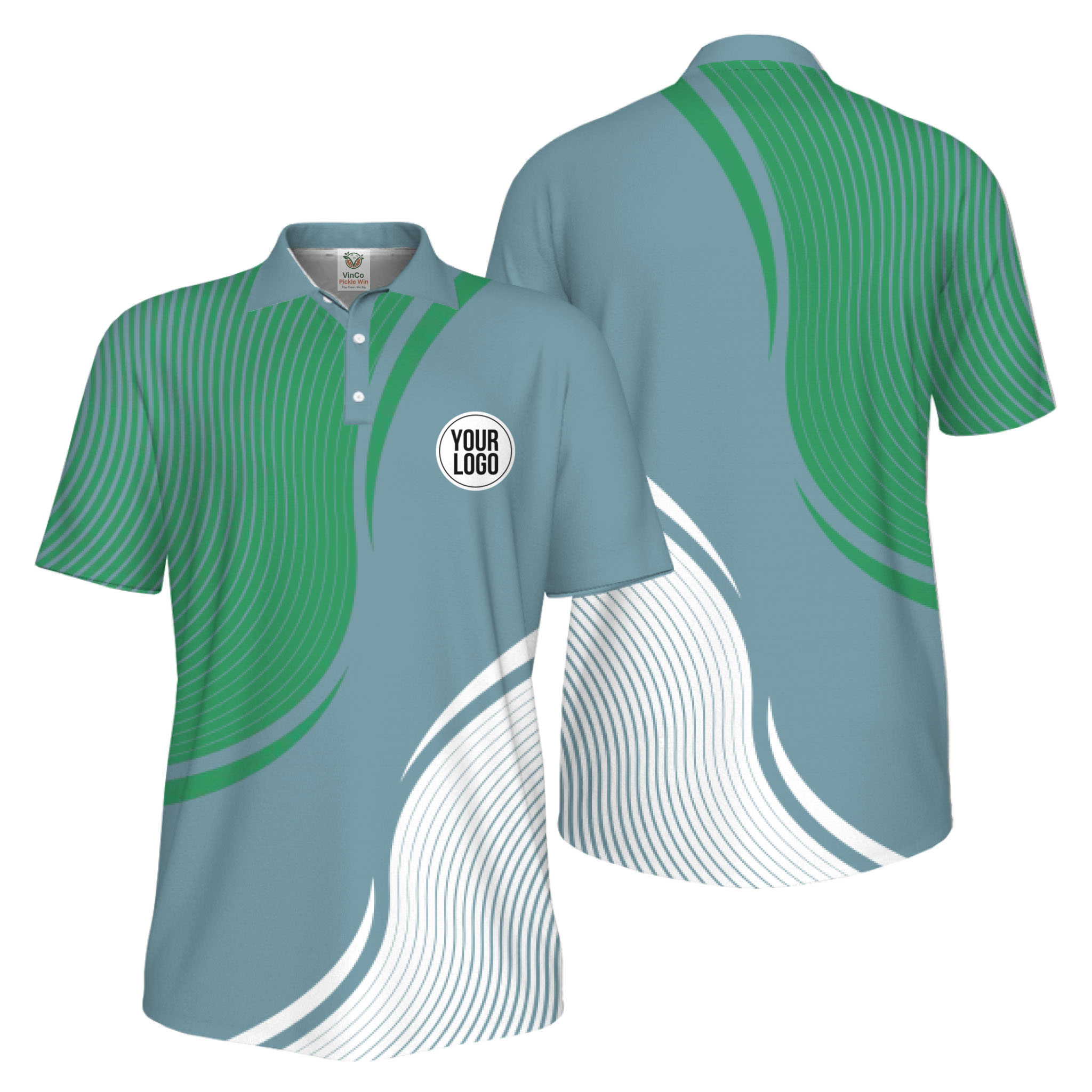Picklewin Abstract Custom Logo Pickleball Polo Shirt For Men UV Protection