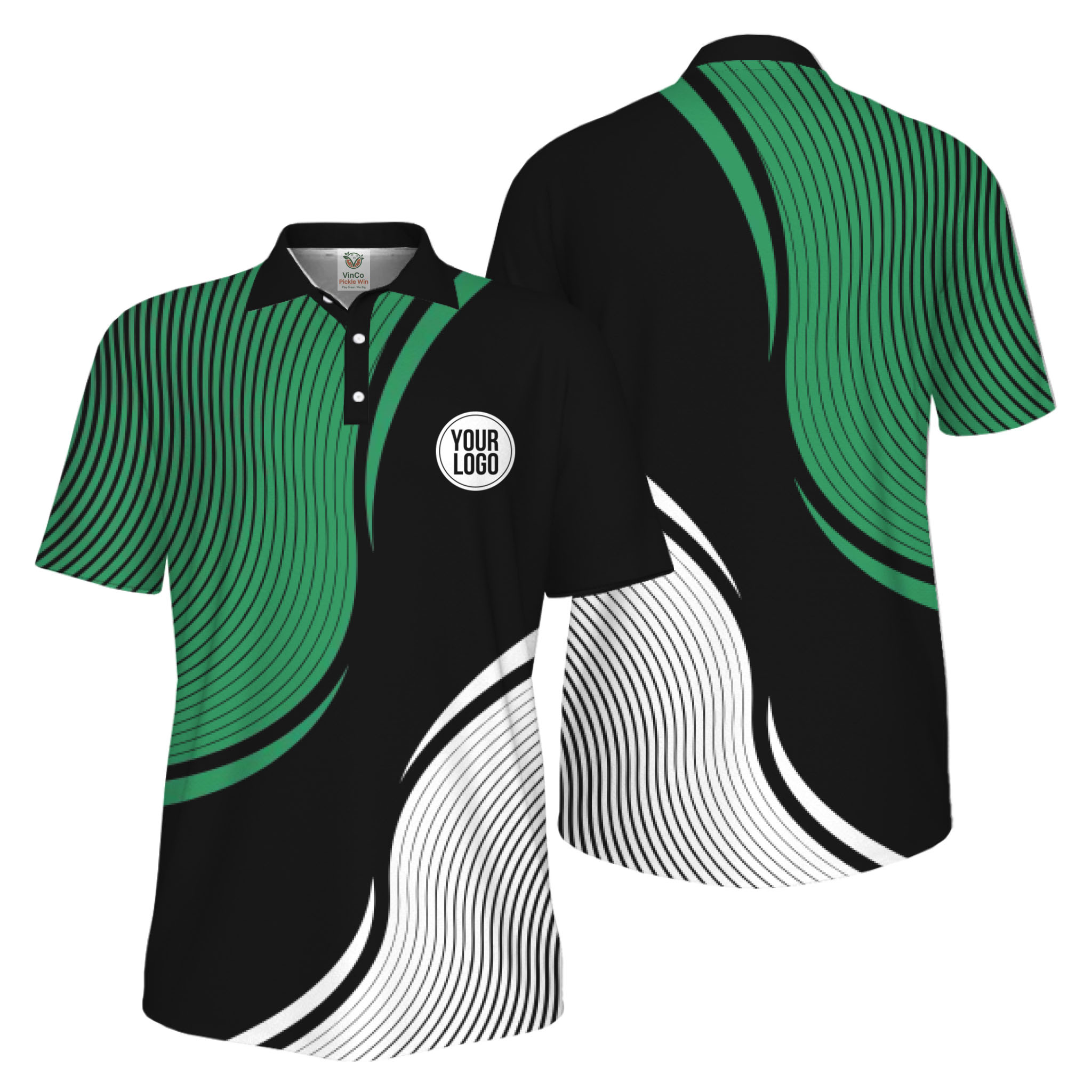 Picklewin Abstract Custom Logo Pickleball Polo Shirt For Men UV Protection