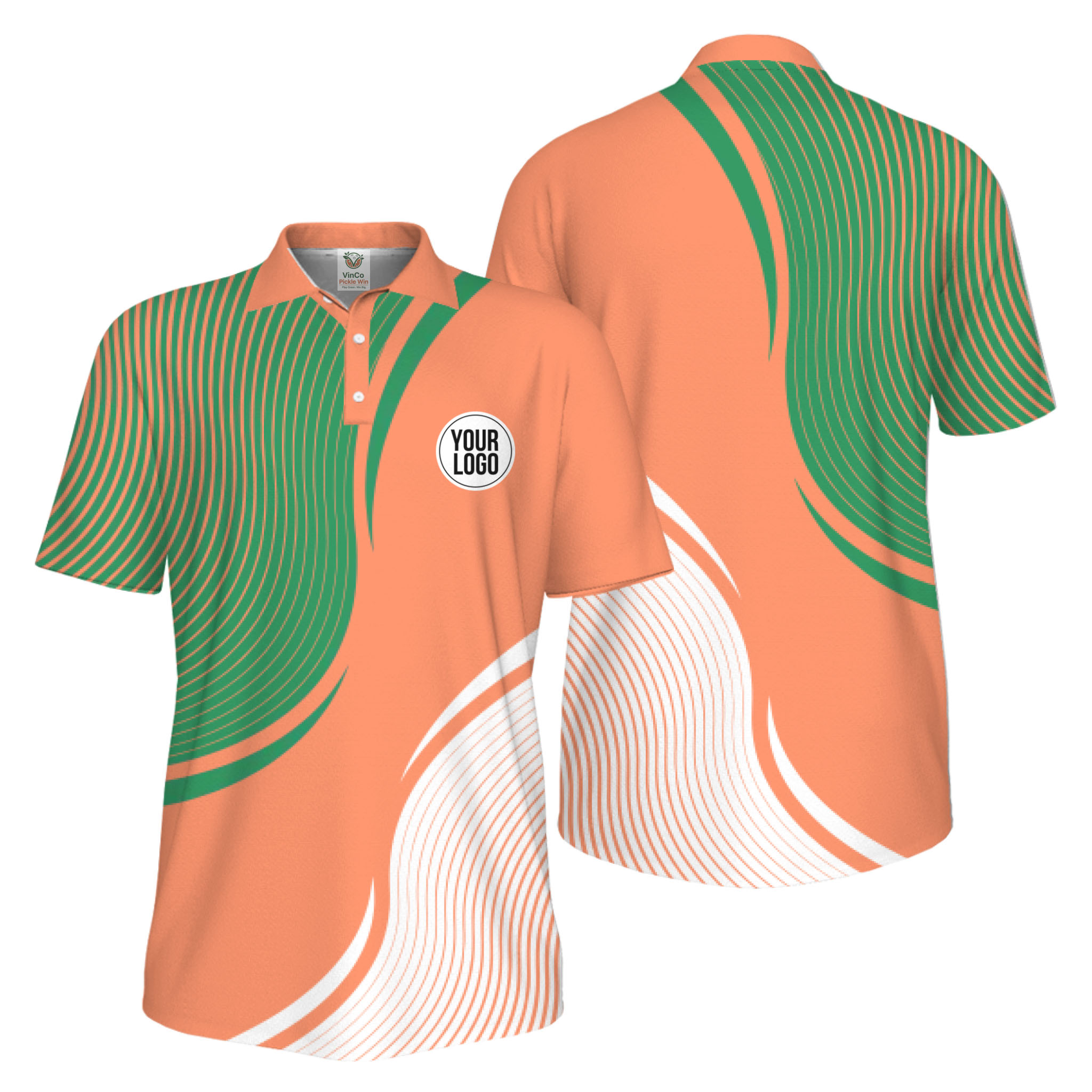 Picklewin Abstract Custom Logo Pickleball Polo Shirt For Men UV Protection