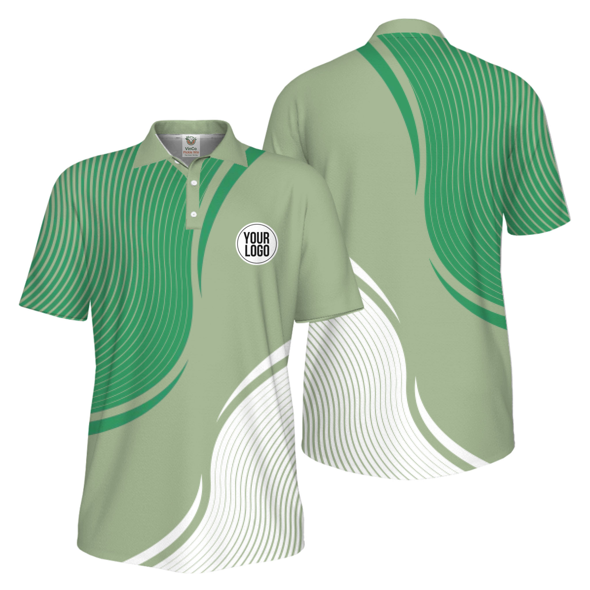 Picklewin Abstract Custom Logo Pickleball Polo Shirt For Men UV Protection
