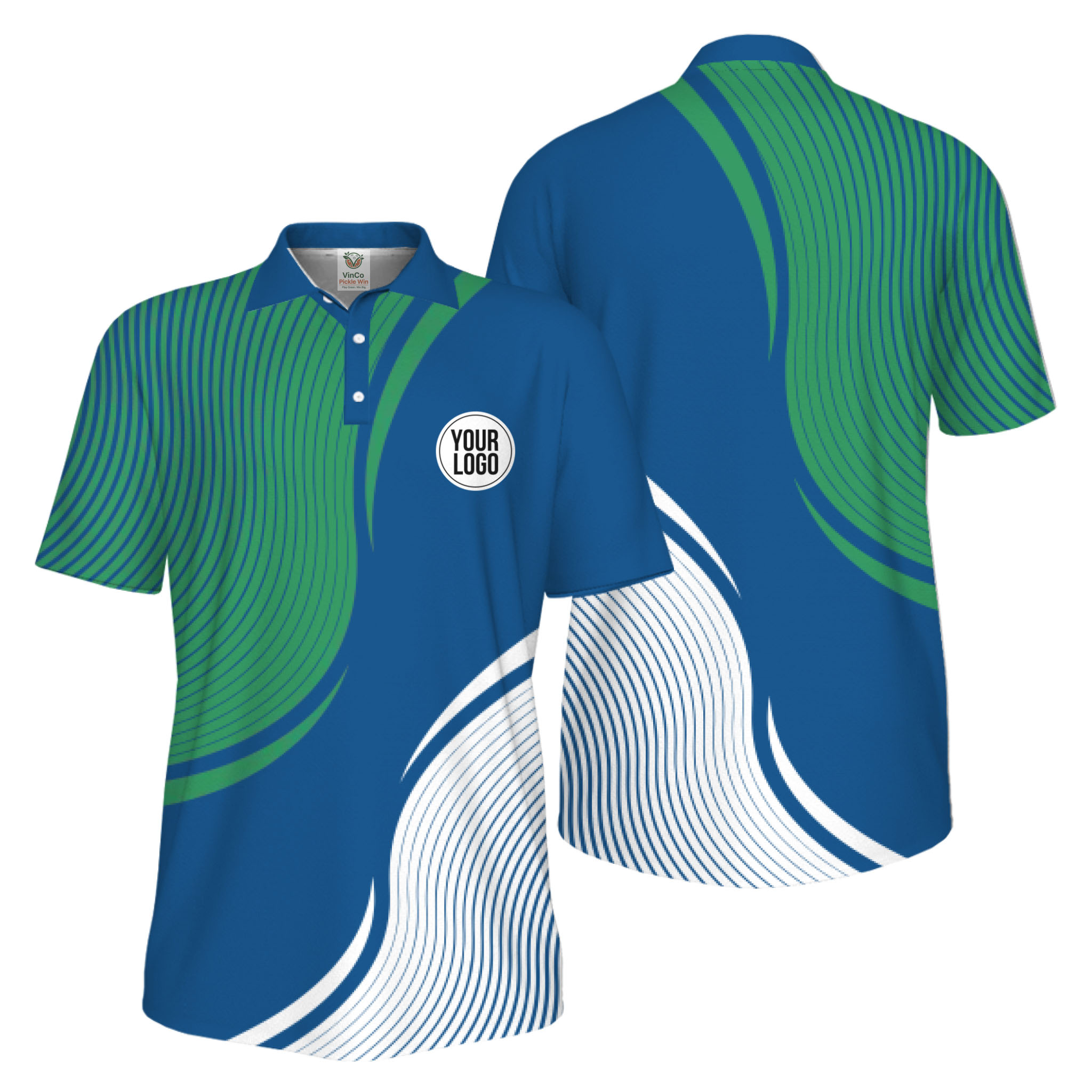 Picklewin Abstract Custom Logo Pickleball Polo Shirt For Men UV Protection