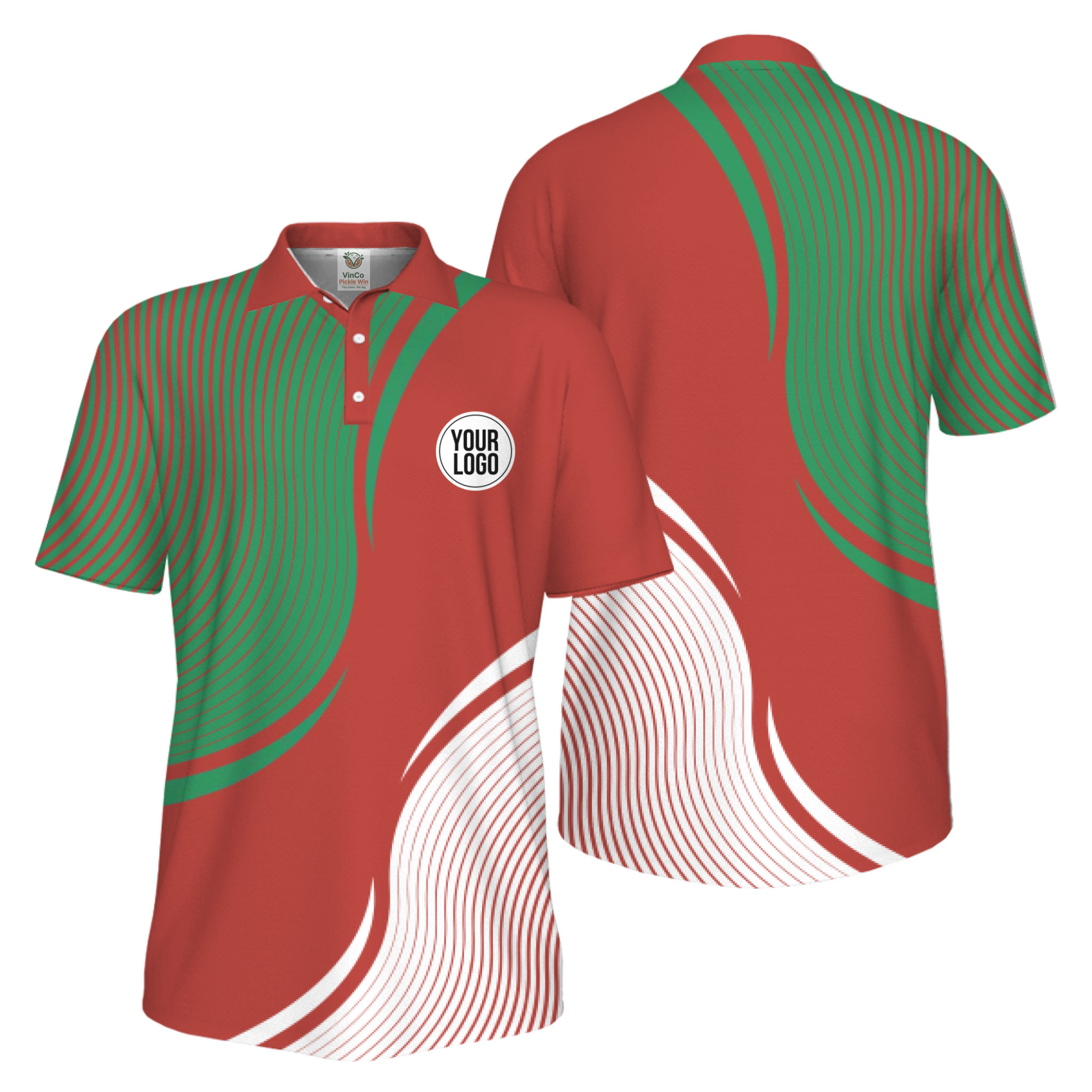 Picklewin Abstract Custom Logo Pickleball Polo Shirt For Men UV Protection