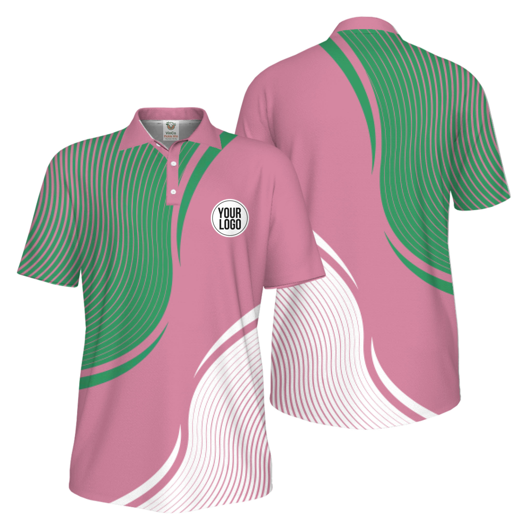 Picklewin Abstract Custom Logo Pickleball Polo Shirt For Men UV Protection