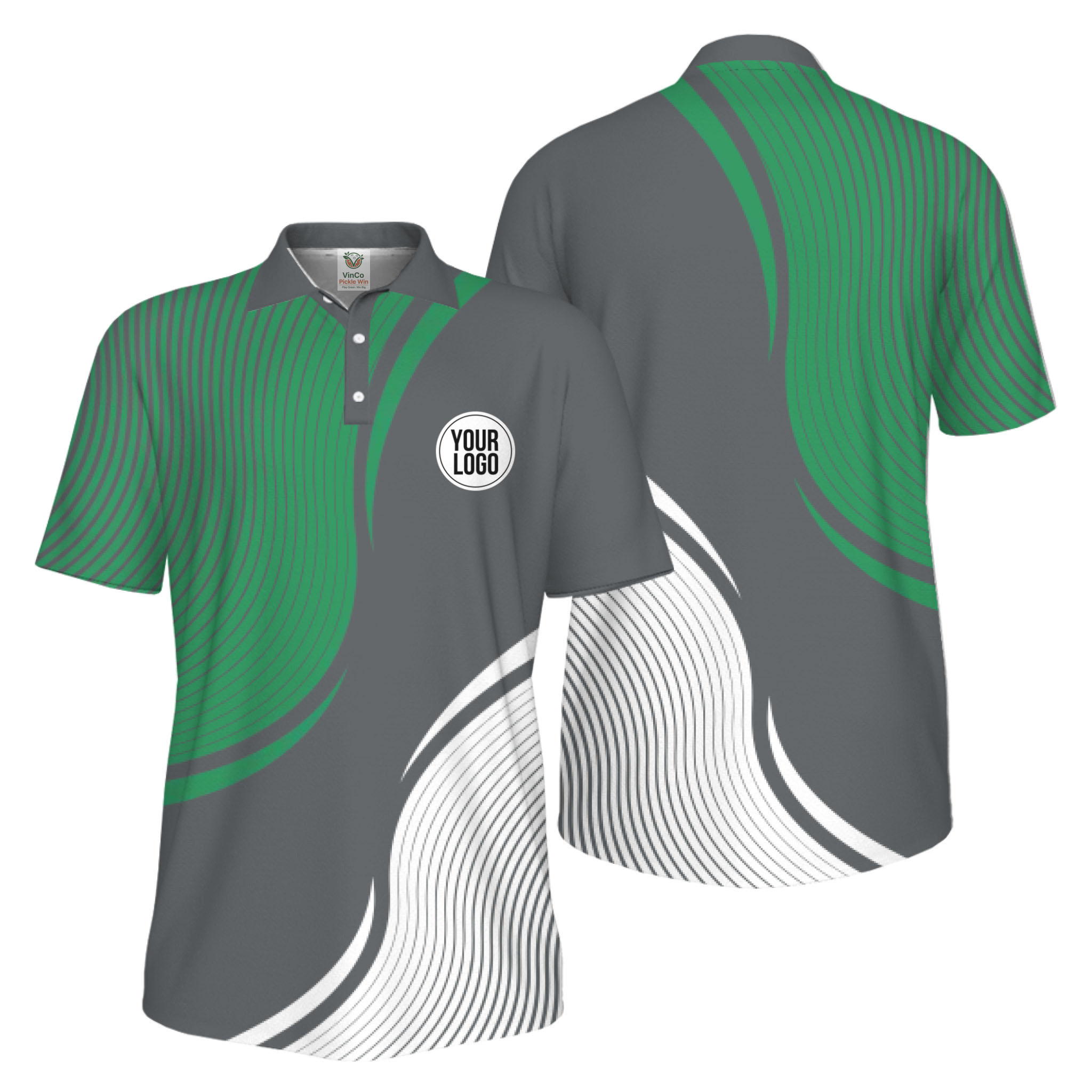 Picklewin Abstract Custom Logo Pickleball Polo Shirt For Men UV Protection