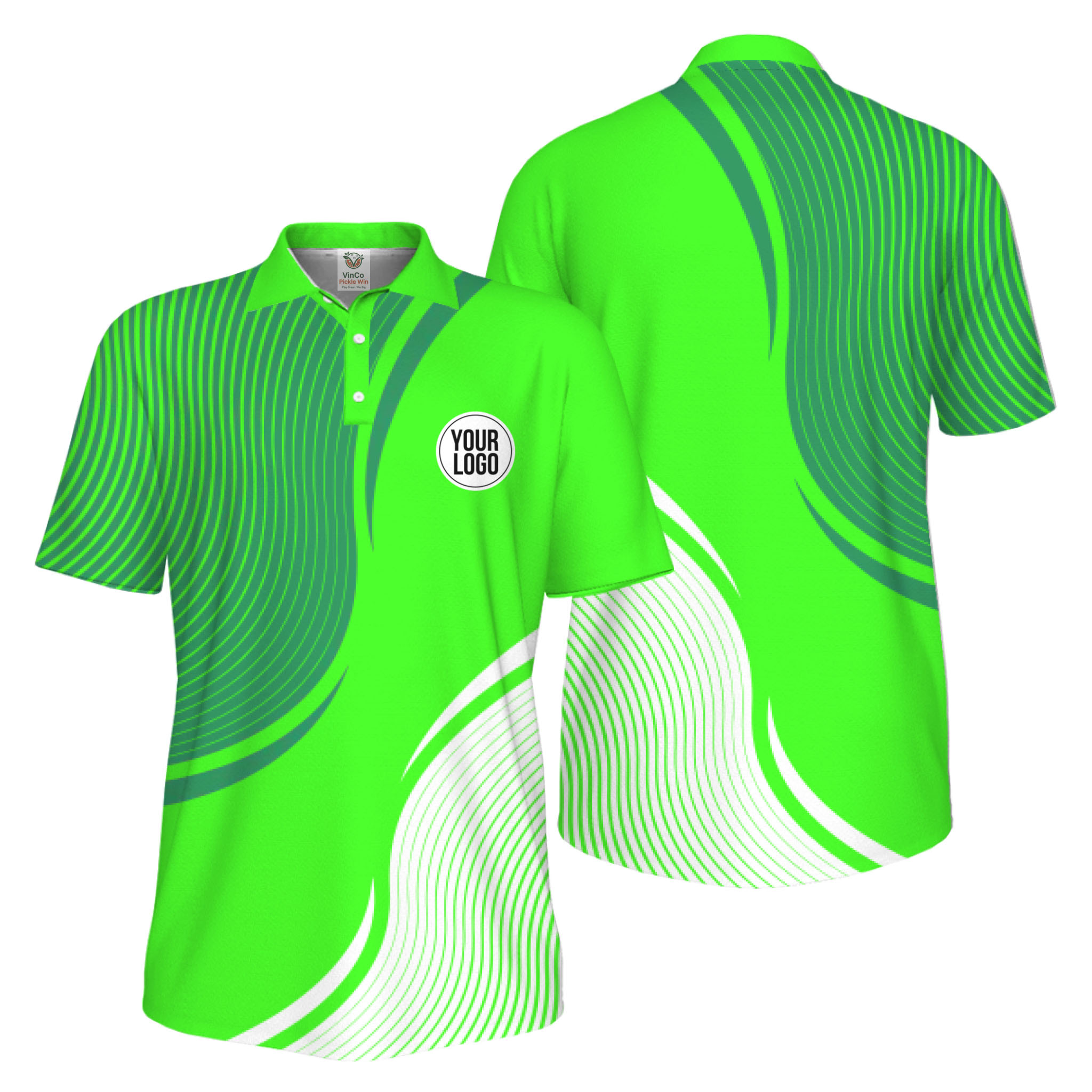 Picklewin Abstract Custom Logo Pickleball Polo Shirt For Men UV Protection