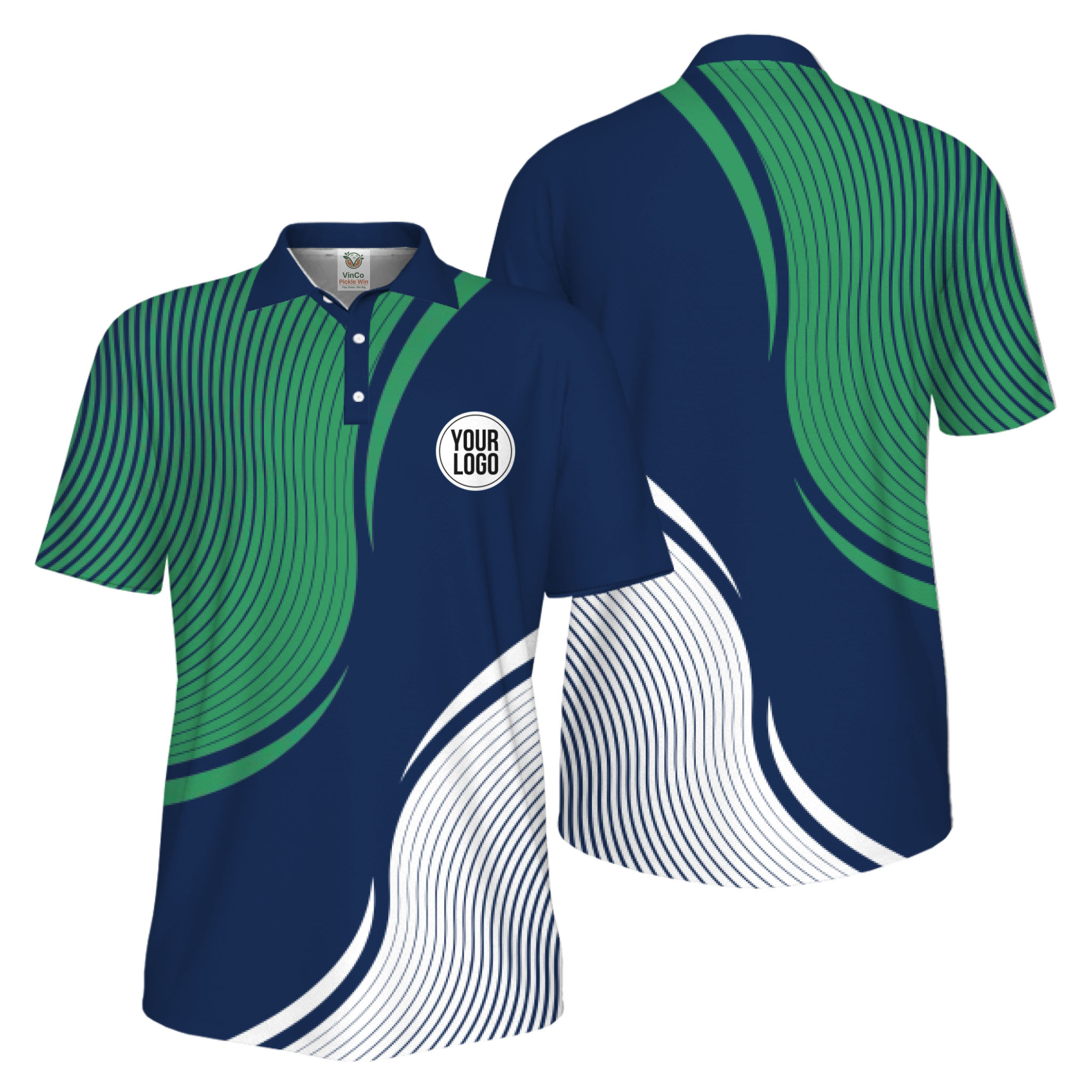 Picklewin Abstract Custom Logo Pickleball Polo Shirt For Men UV Protection