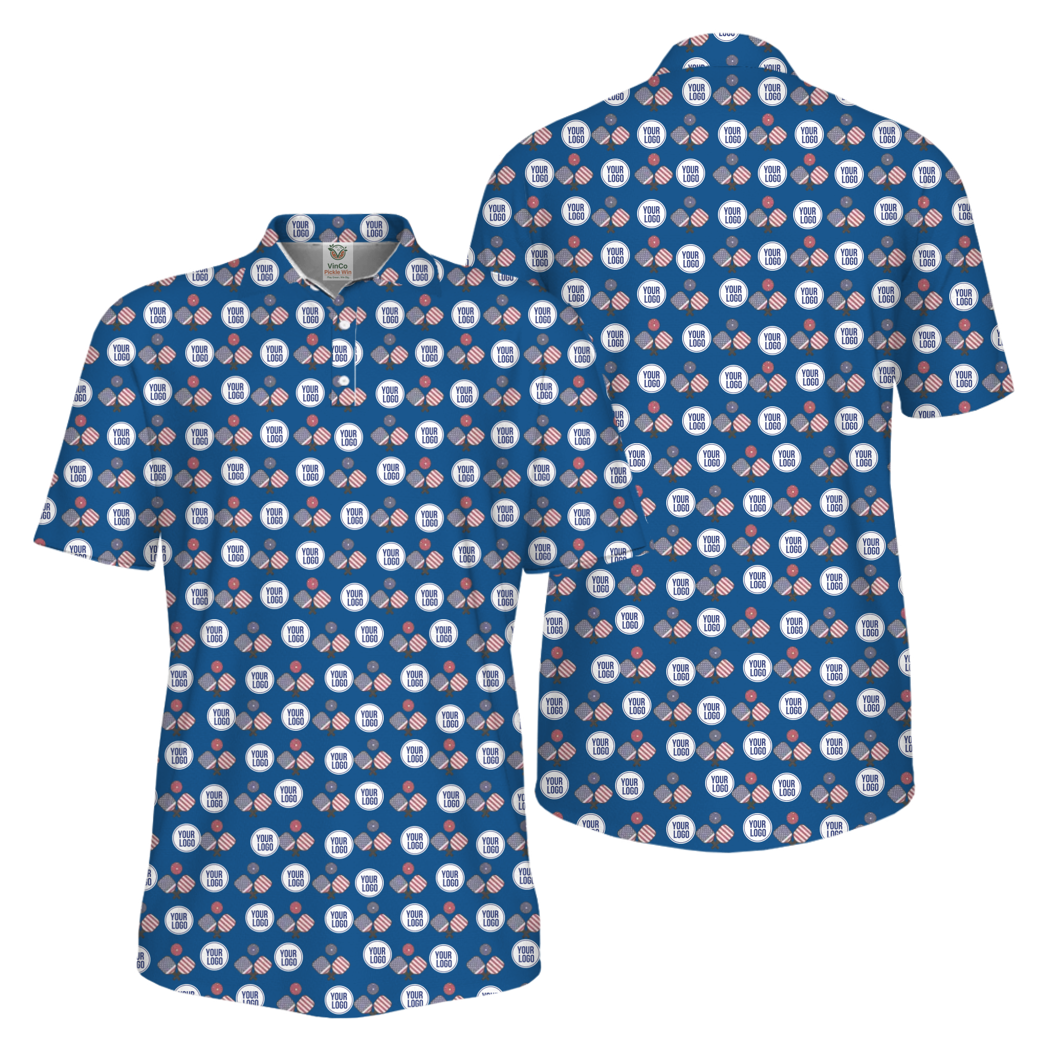 Picklewin All Over Printed Custom Logo Pickleball Polo Shirt For Men   - alternate