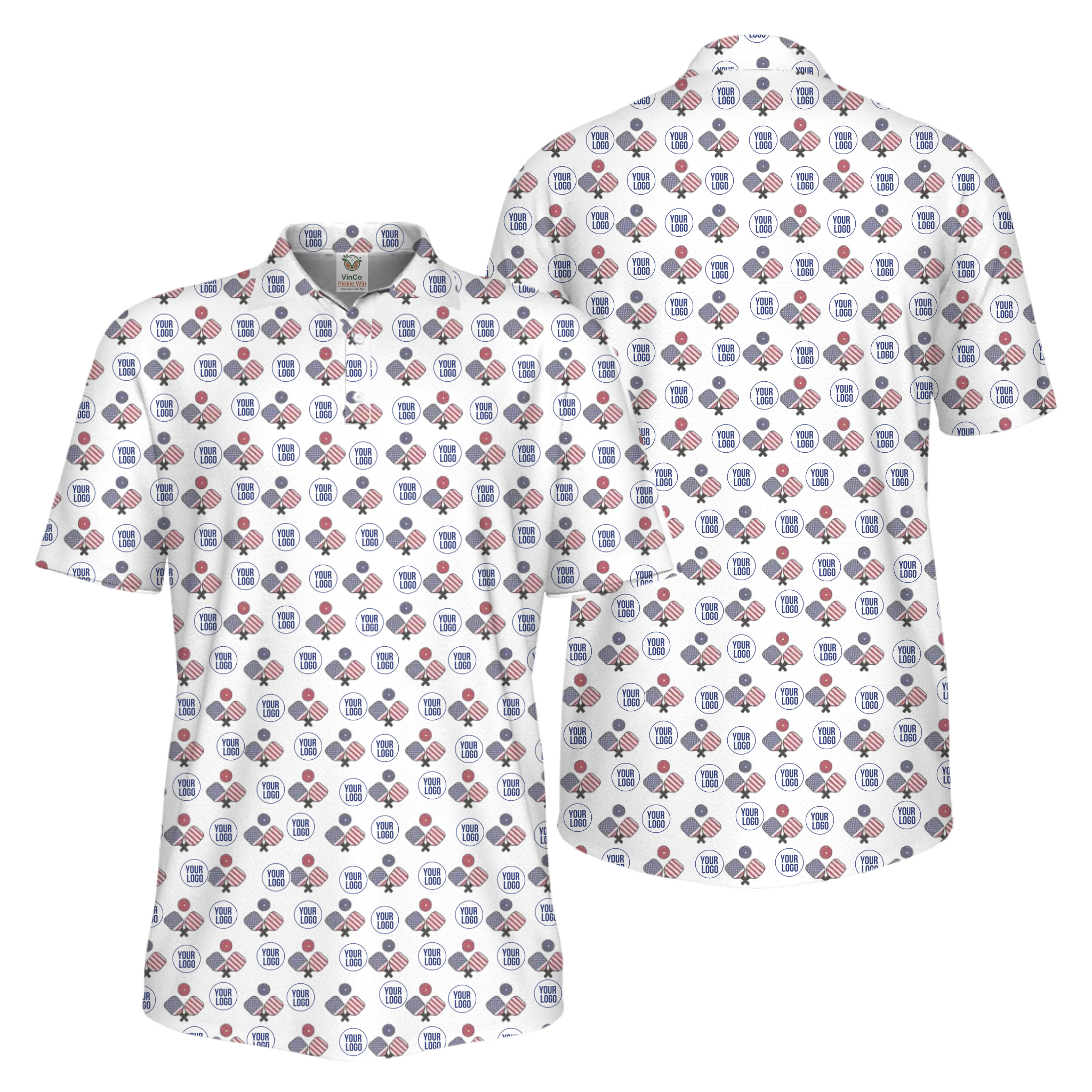 Picklewin All Over Printed Custom Logo Pickleball Polo Shirt For Men  