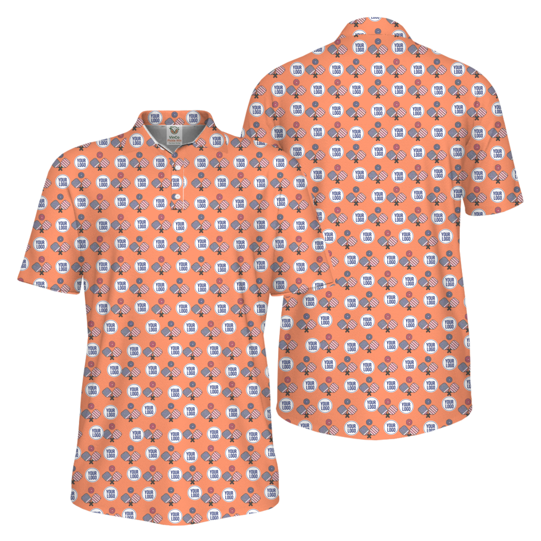 Picklewin All Over Printed Custom Logo Pickleball Polo Shirt For Men  