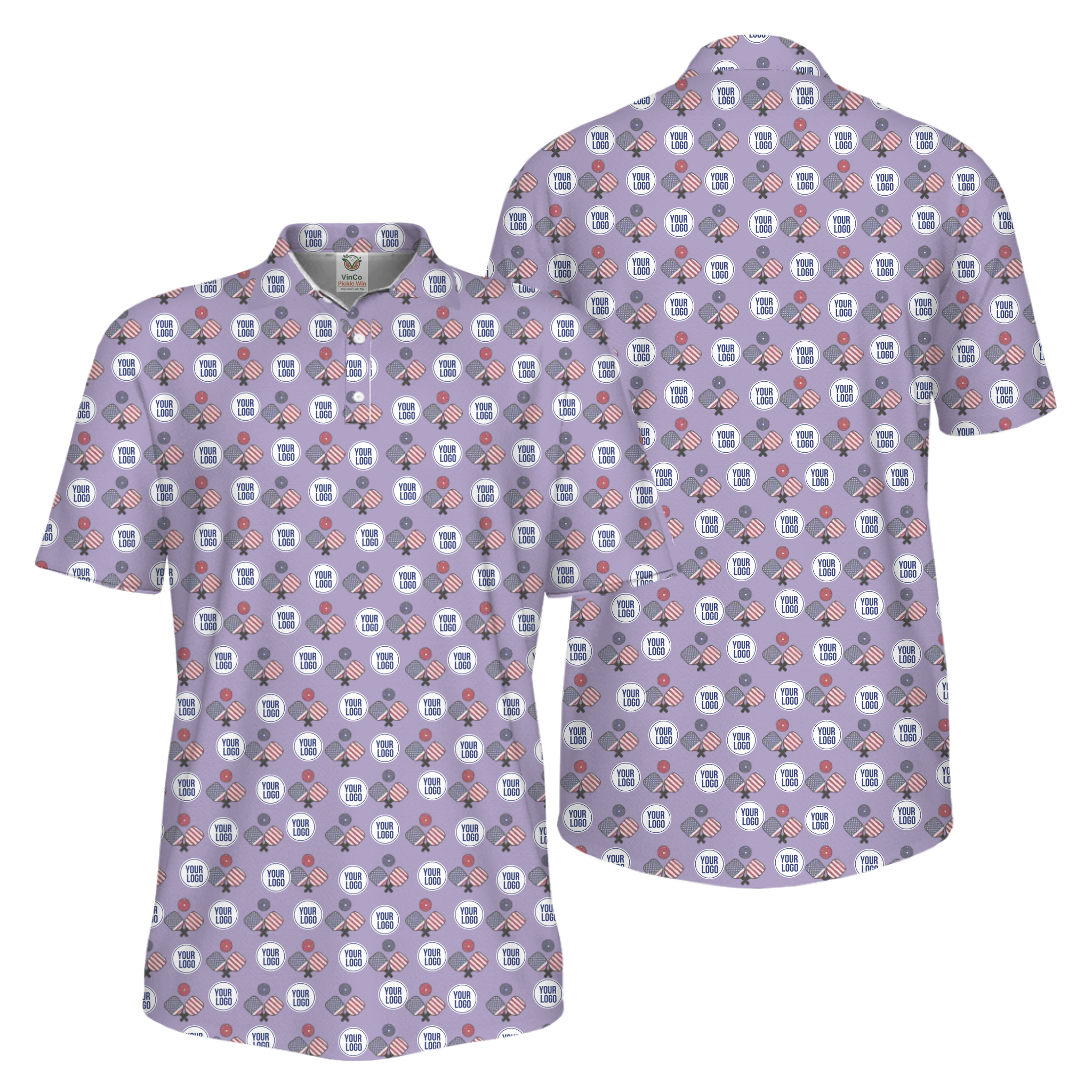 Picklewin All Over Printed Custom Logo Pickleball Polo Shirt For Men  