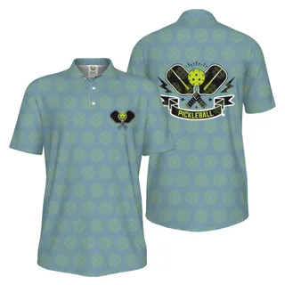 Picklewin All Over Printed Pickleball Polo Shirt Men UV Protection  – alternate
