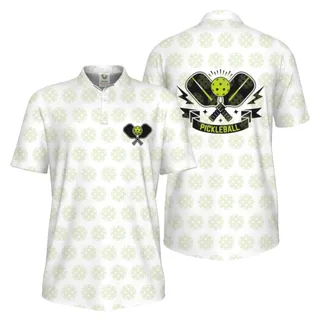 Picklewin All Over Printed Pickleball Polo Shirt Men UV Protection 