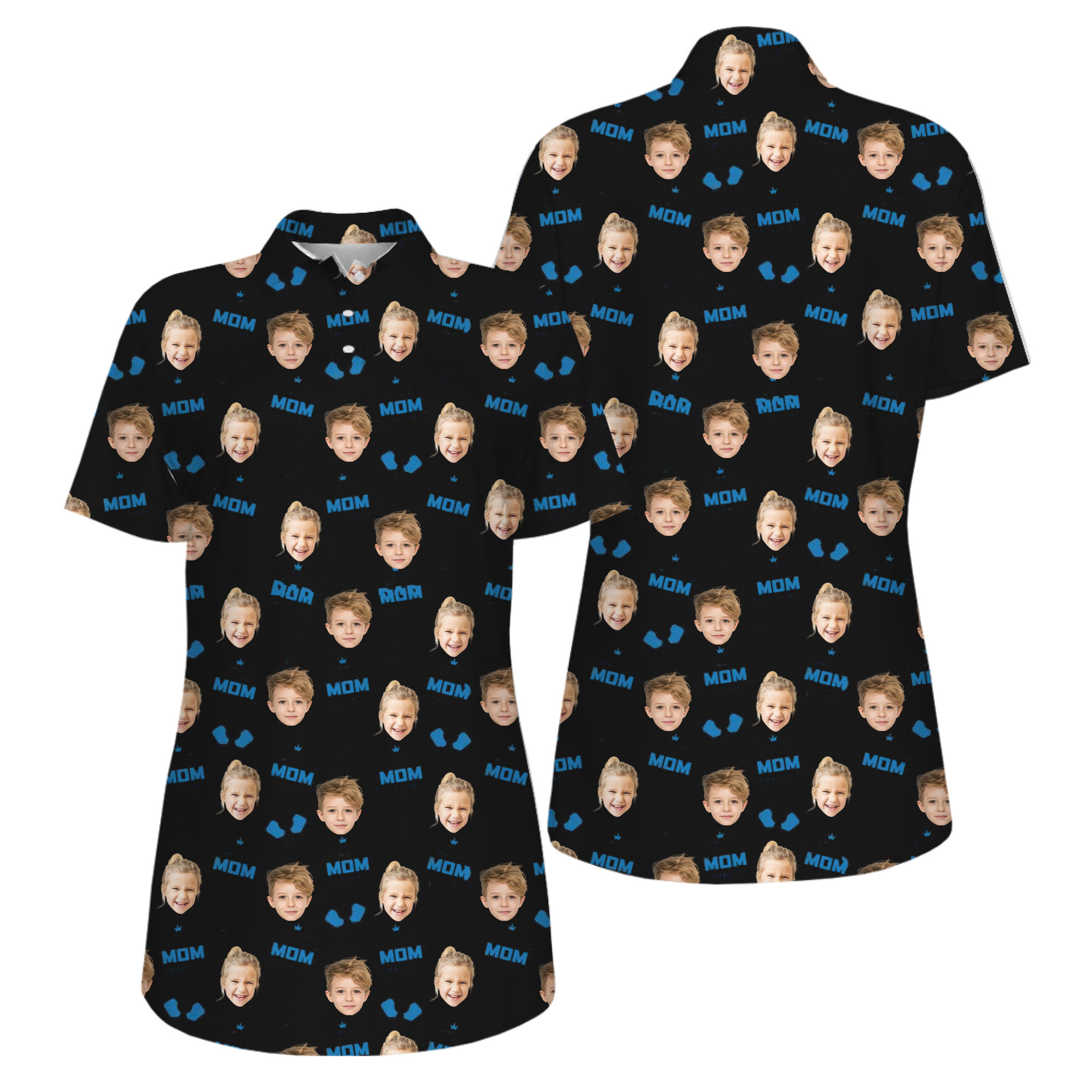Picklewin Best Mom Ever Custom Faces UV Protection Pickleball Polo Shirt Women