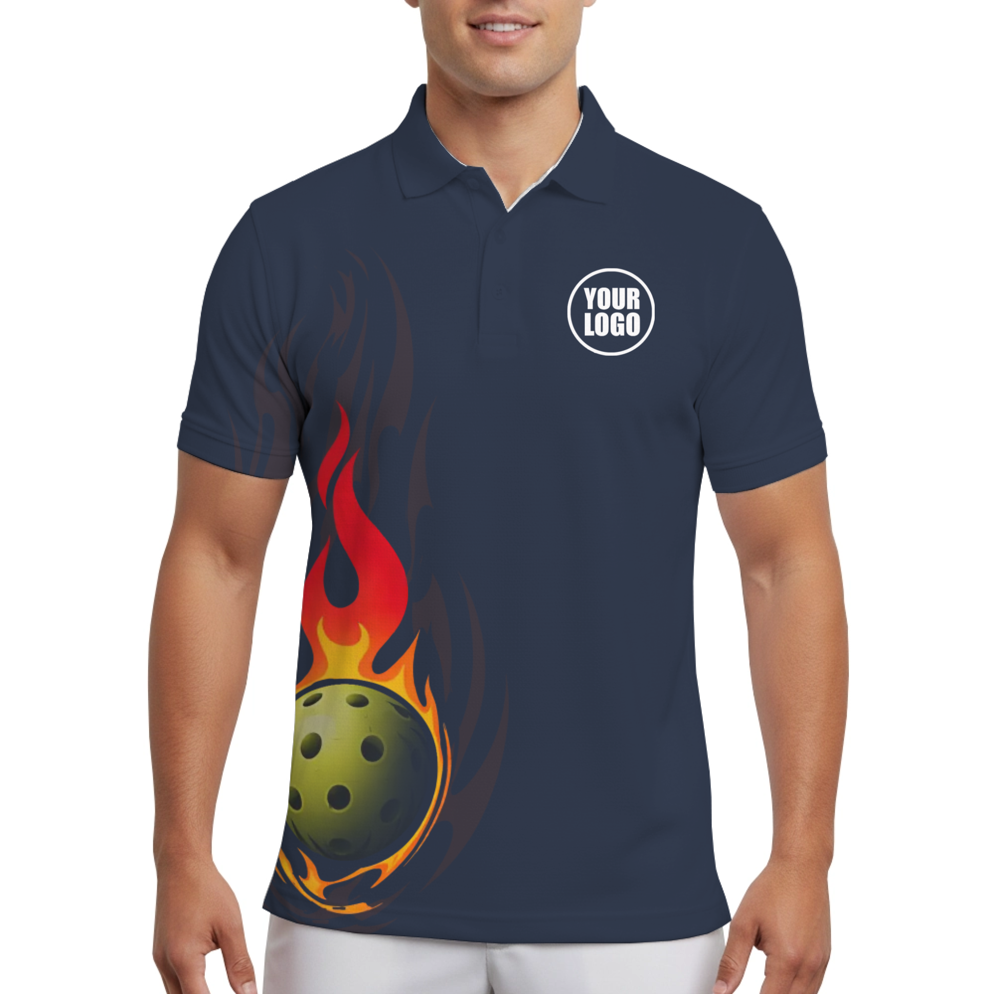 Picklewin Blazing Flame Customized Men's UV Protection Polo Shirt