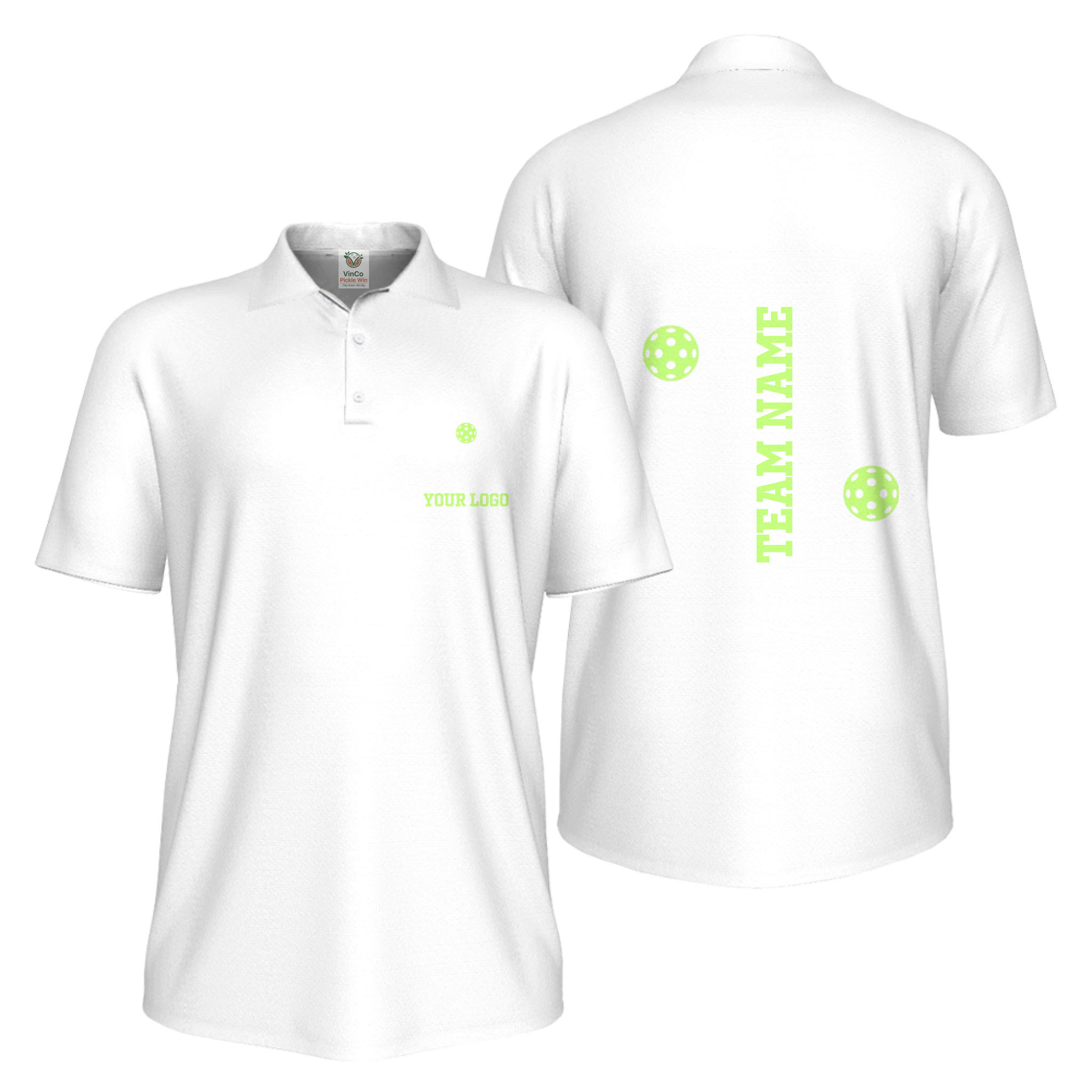 Picklewin Bulk Order Custom Logo And Vertical Name Pickleball Polo Shirt Men