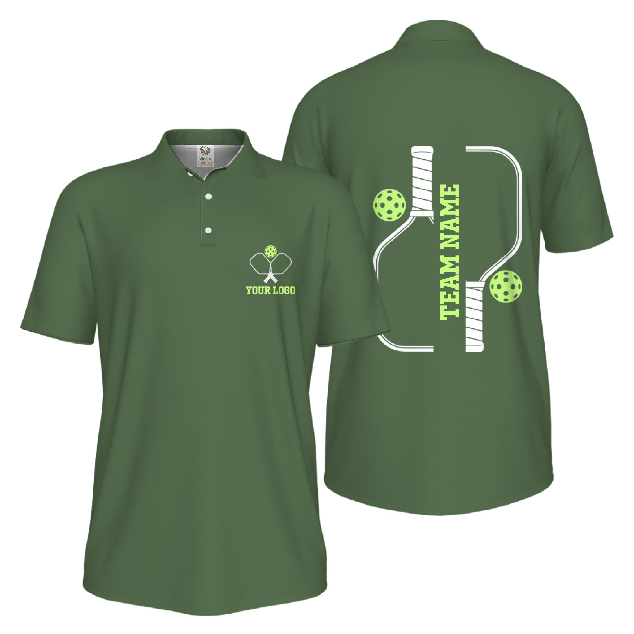 Picklewin Bulk Order Custom Logo And Vertical Name Pickleball Polo Shirt Men