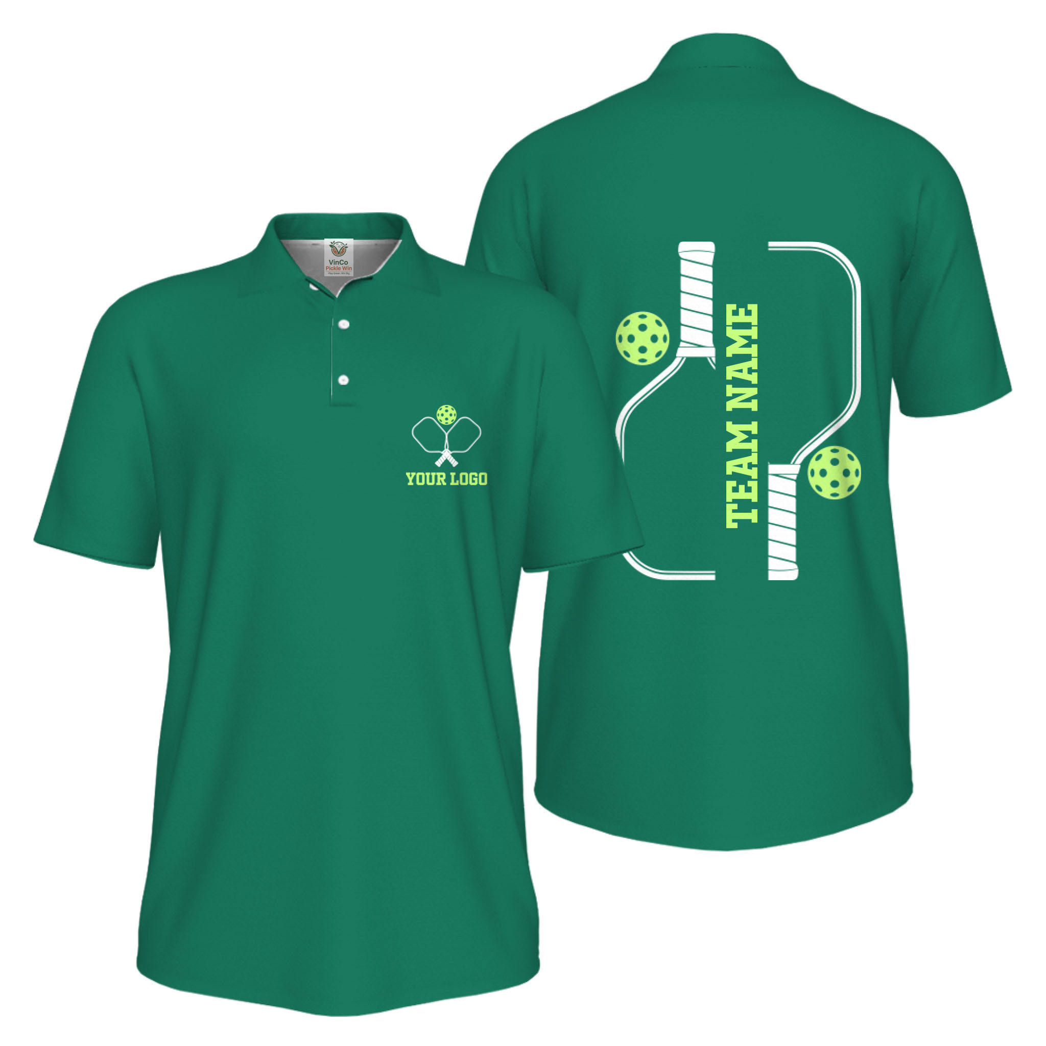 Picklewin Bulk Order Custom Logo And Vertical Name Pickleball Polo Shirt Men