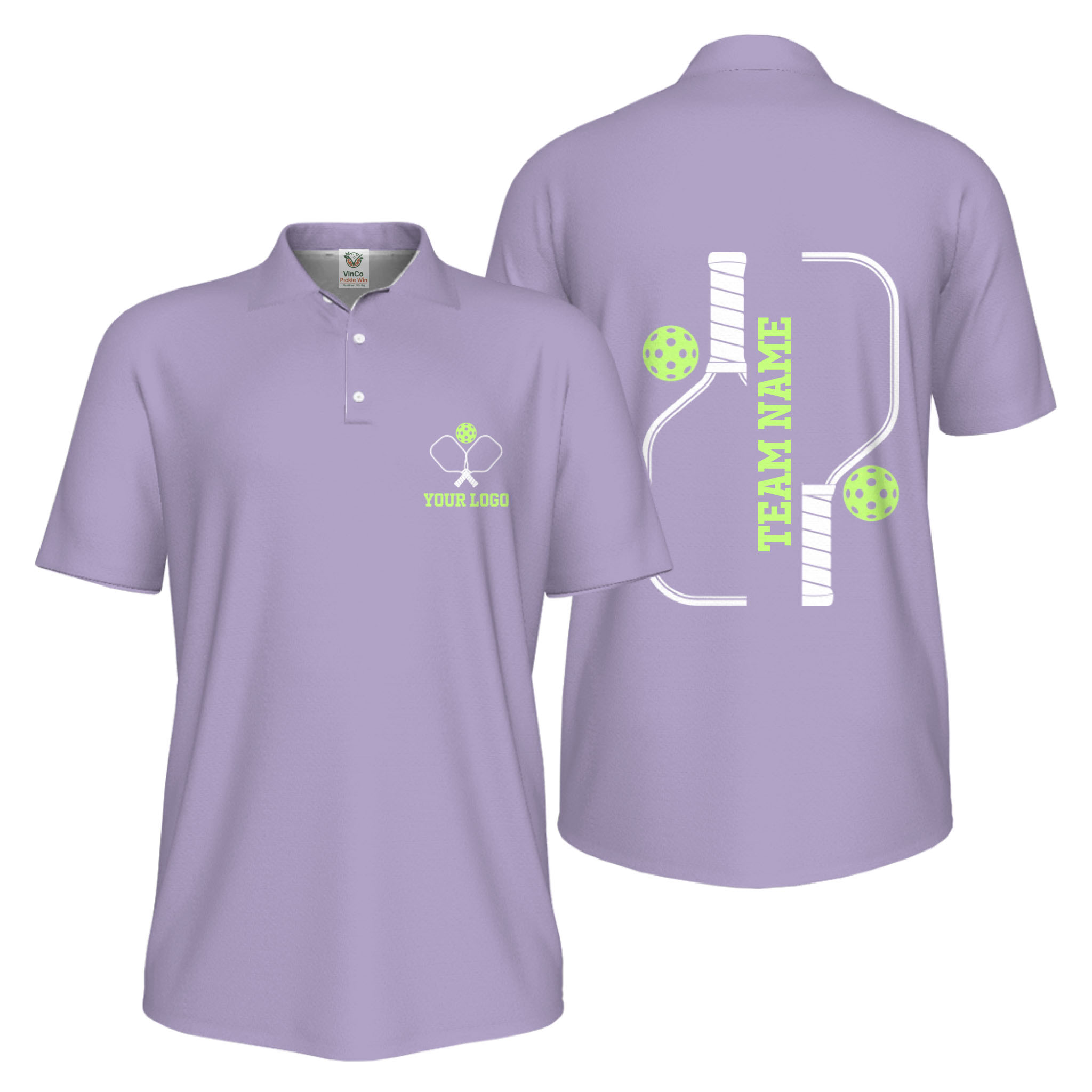 Picklewin Bulk Order Custom Logo And Vertical Name Pickleball Polo Shirt Men