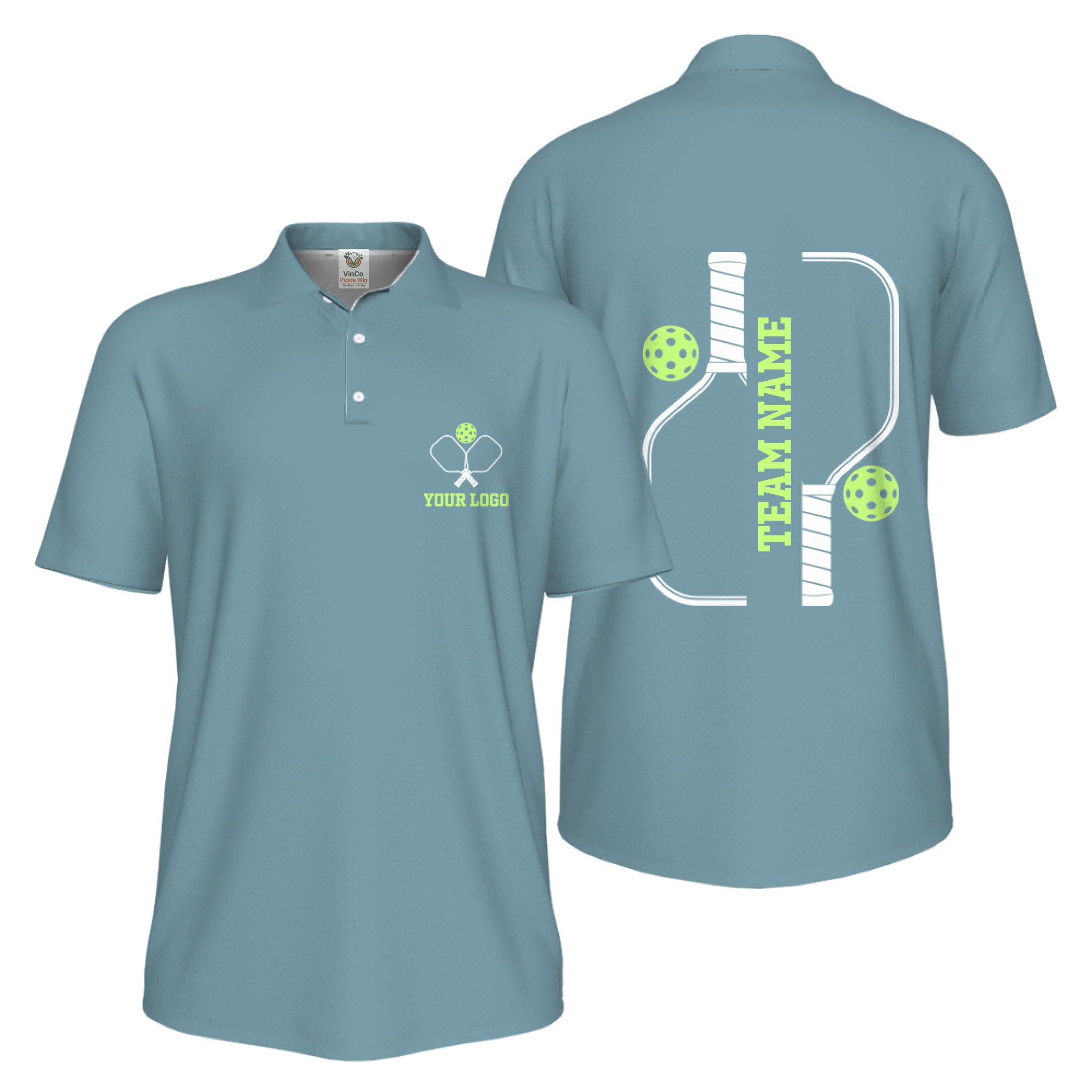 Picklewin Bulk Order Custom Logo And Vertical Name Pickleball Polo Shirt Men