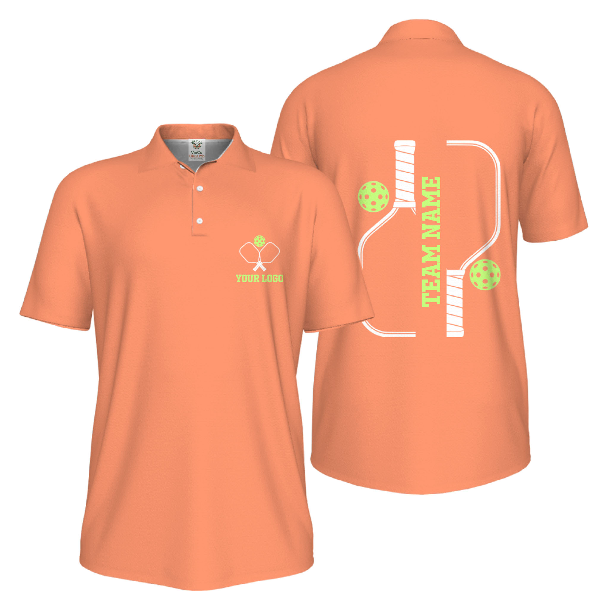 Picklewin Bulk Order Custom Logo And Vertical Name Pickleball Polo Shirt Men