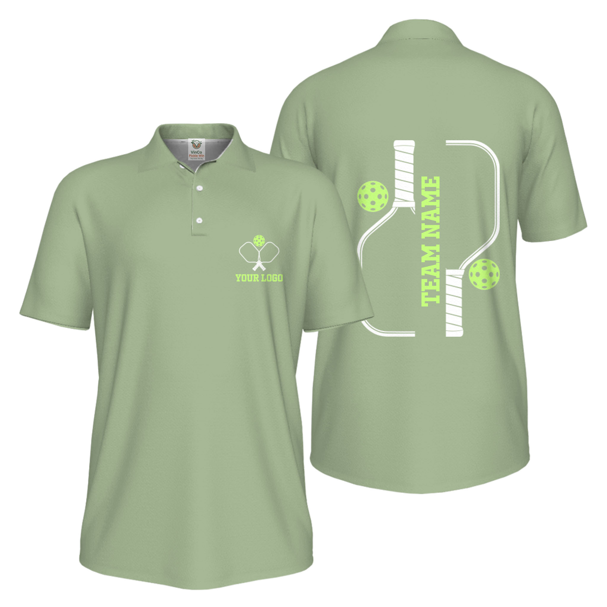 Picklewin Bulk Order Custom Logo And Vertical Name Pickleball Polo Shirt Men