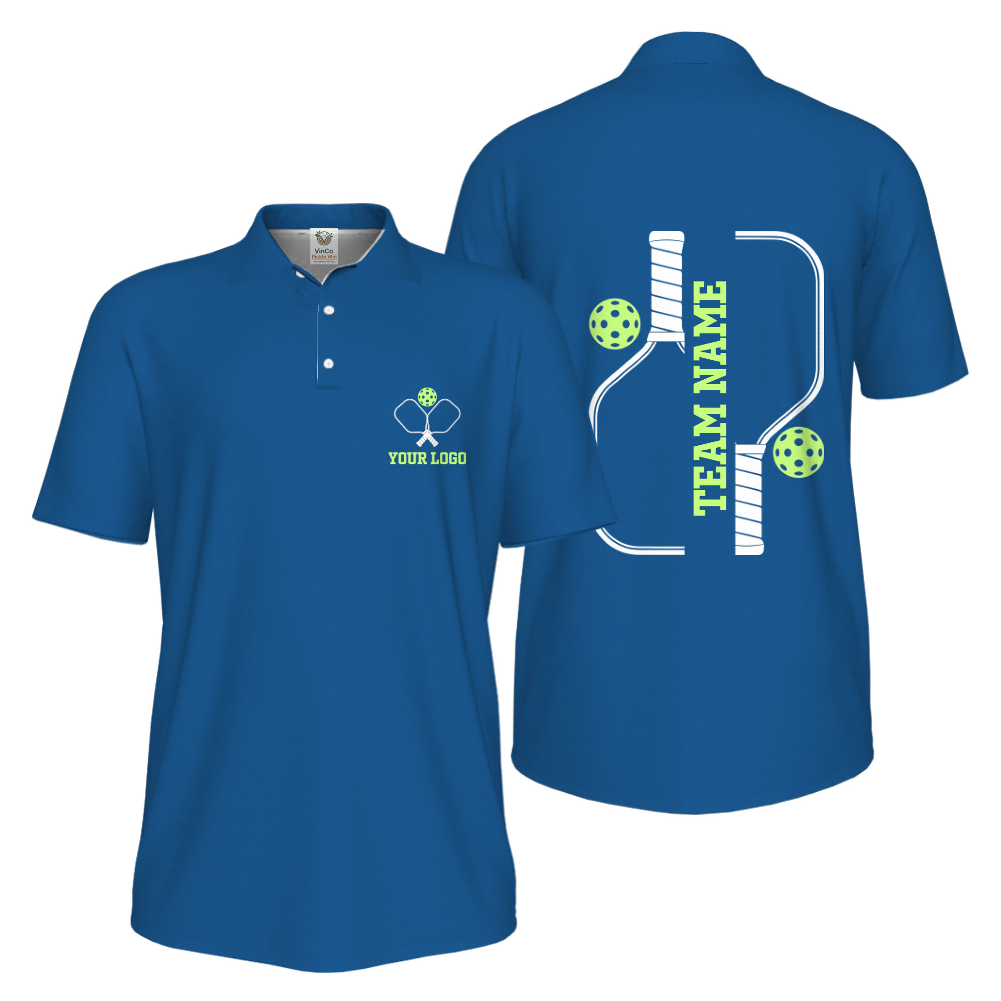 Picklewin Bulk Order Custom Logo And Vertical Name Pickleball Polo Shirt Men