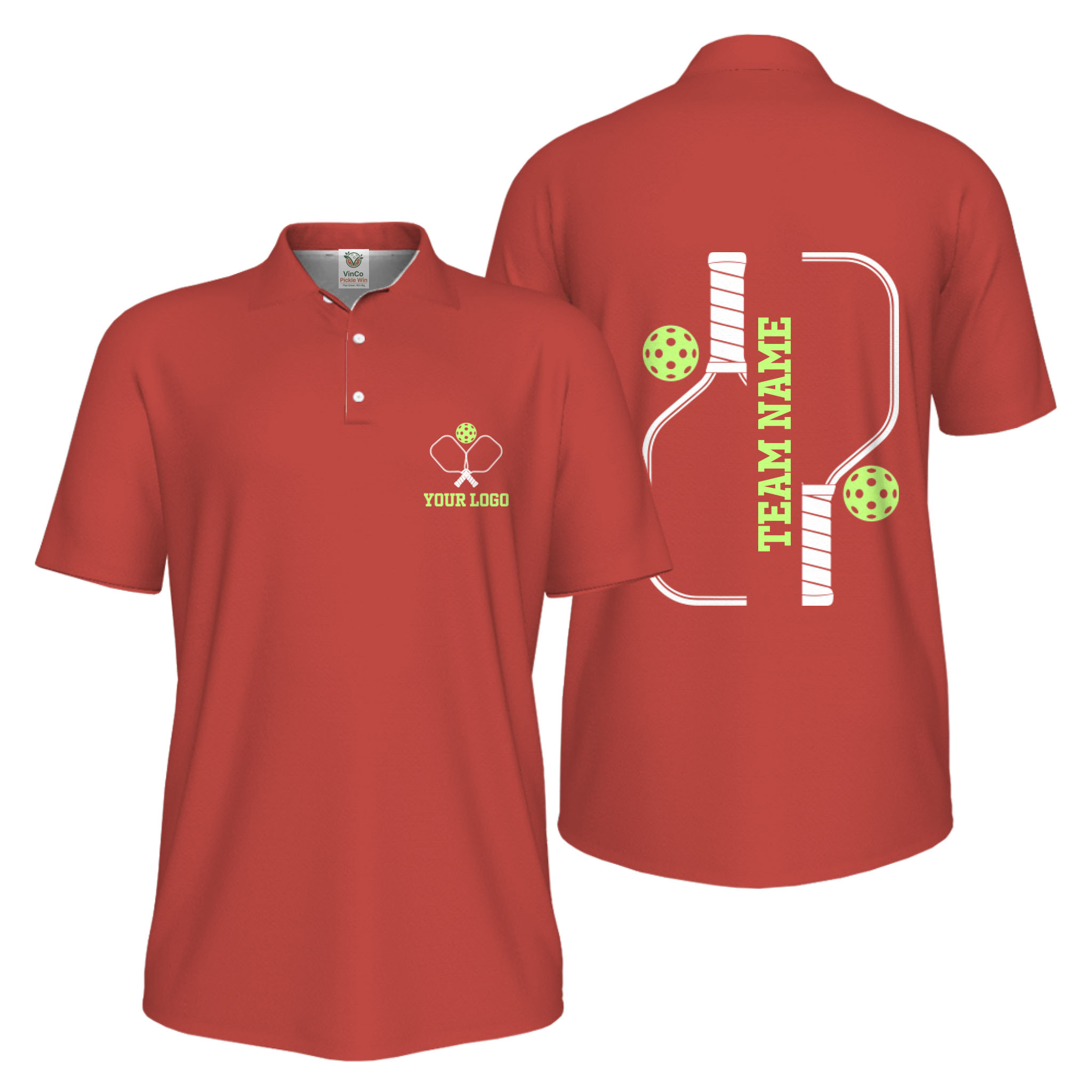 Picklewin Bulk Order Custom Logo And Vertical Name Pickleball Polo Shirt Men