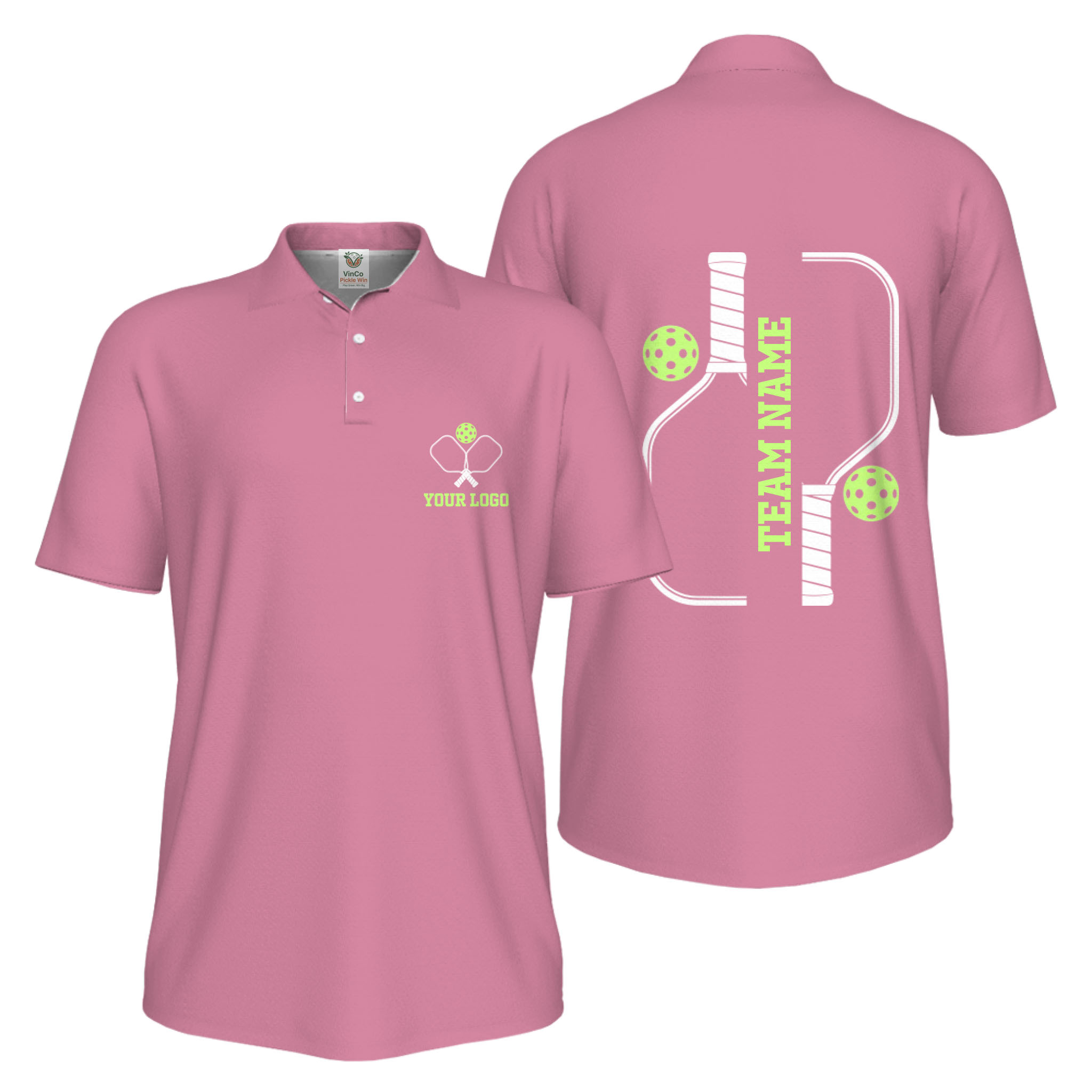Picklewin Bulk Order Custom Logo And Vertical Name Pickleball Polo Shirt Men